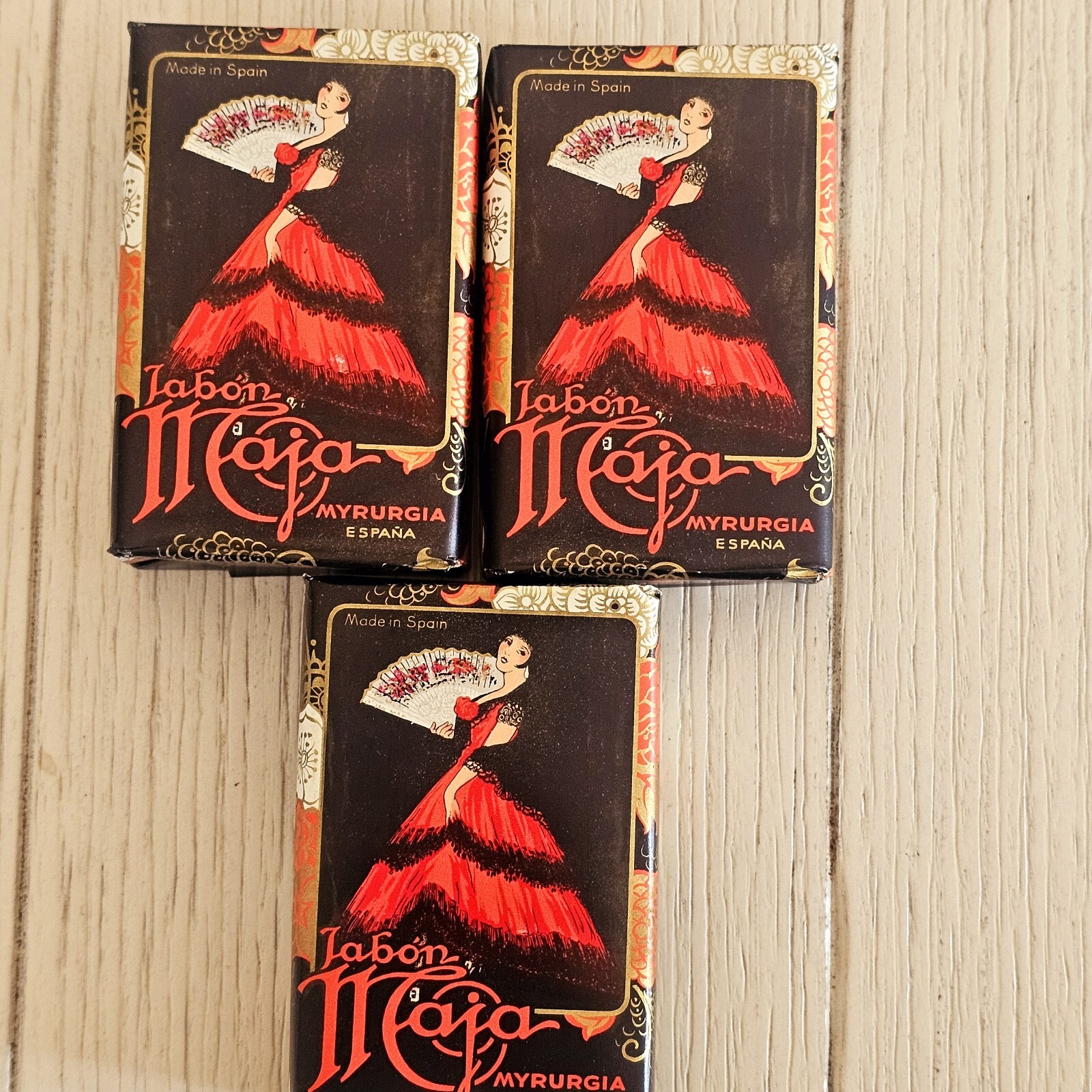 3 Vintage Jabon Maja Myrurgia Made in Spain 3 1/6 oz ea Beauty Soaps NEW