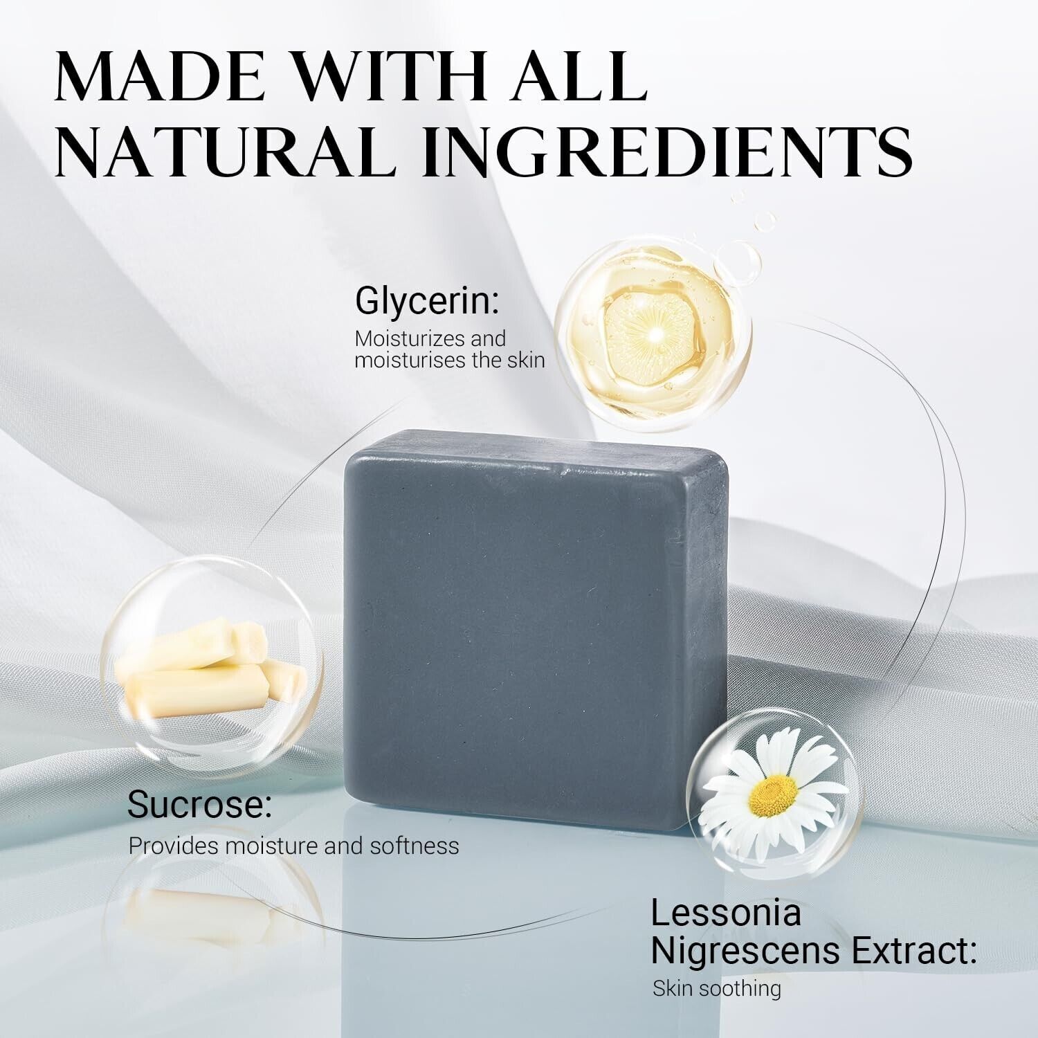 Men’s Natural Bar Soap, Pine, Coffee & Ocean Scent Soaps with 2 Loofah Bags