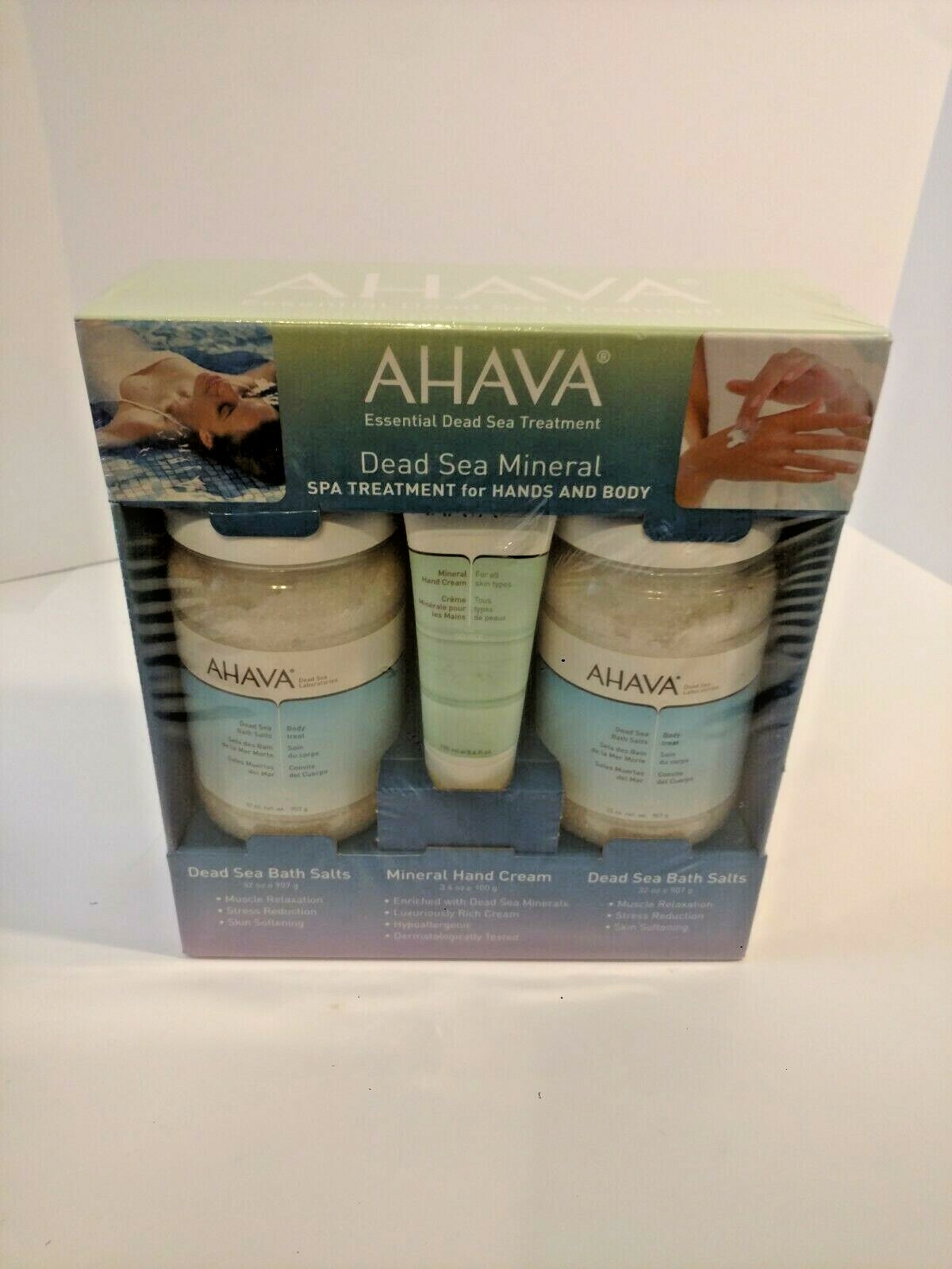 AHAVA Dead Sea Mineral Spa Treatment 4lbs Bath Salts & 3.4oz Hand Cream