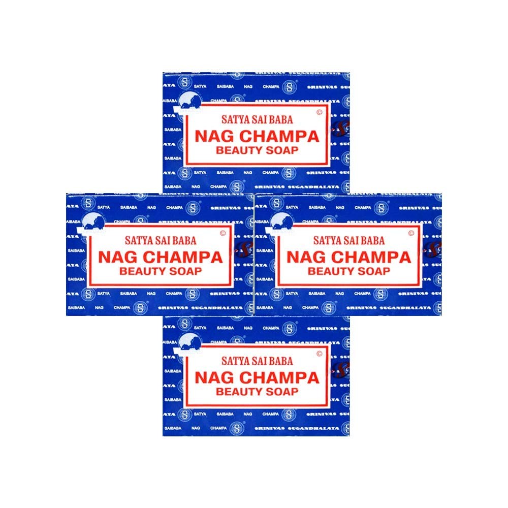 Satya Nag Champa Sai Baba Natural Soap, Large, 150 g, 5 oz, 4 Piece