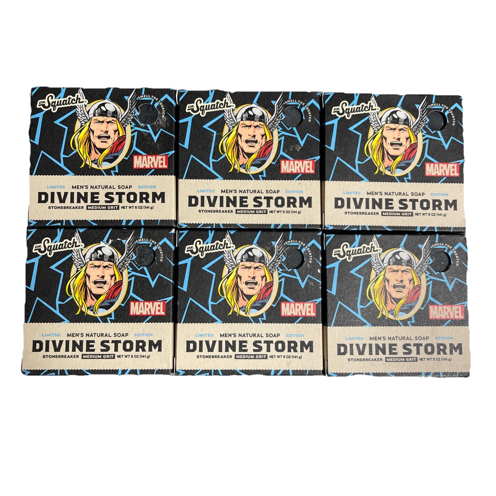 Dr. Squatch Marvel Divine Storm Bars Medium Grit 5 oz ea – 6 Bars