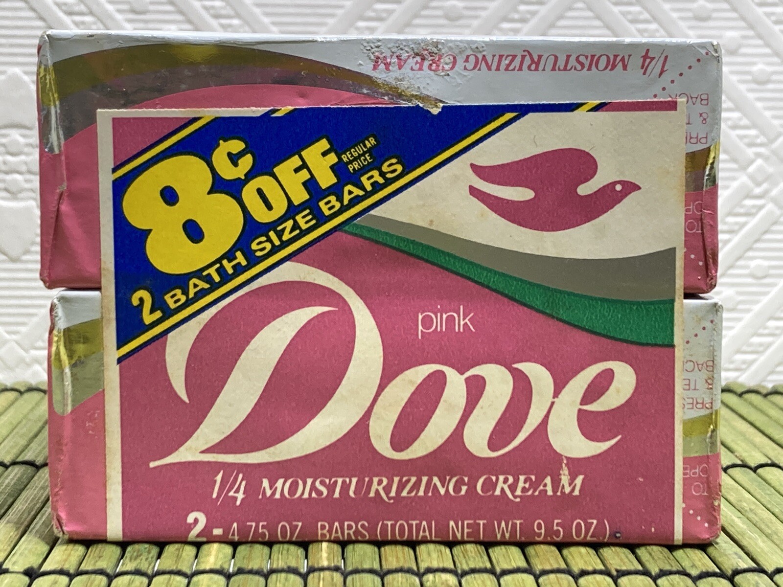 Dove Pink Bar Soap 1/4 Moisturizing Cream Foil Pack of 2 NEW 4.75 OZ Lever Bros.