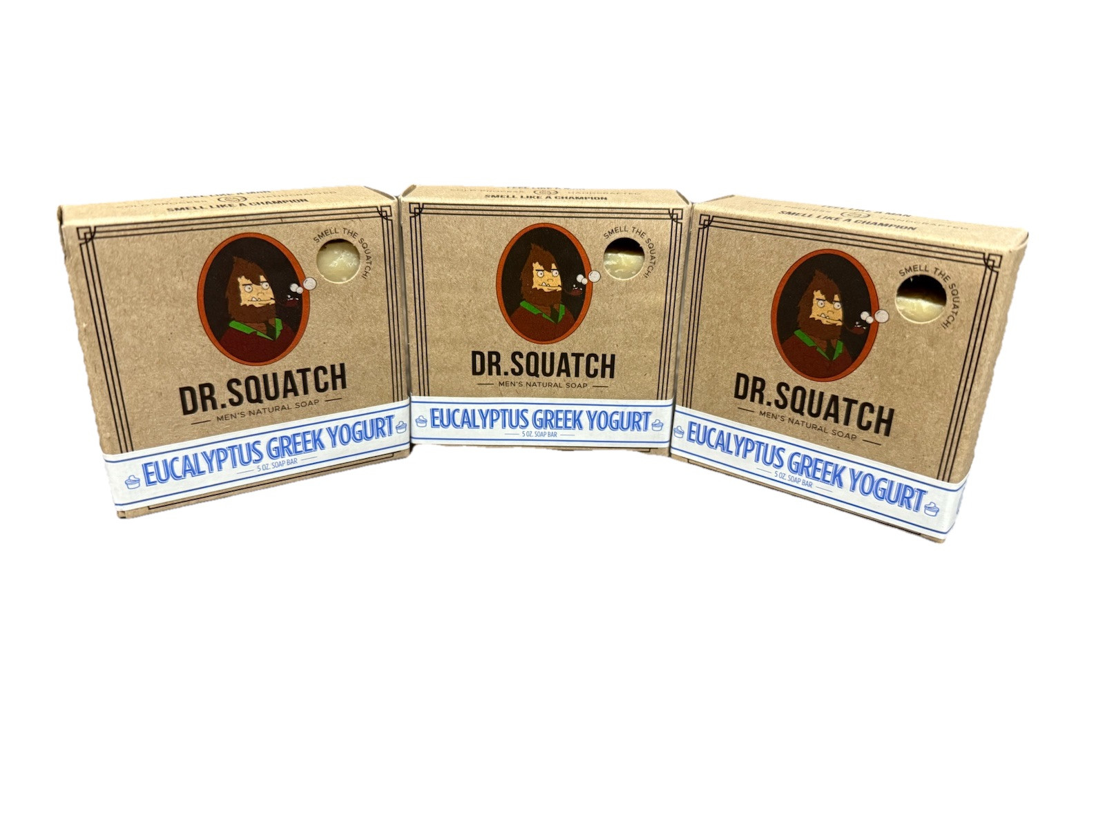 3 Dr Squatch 5 oz Bar Soap (3) Eucalyptus Greek Yogurt Bar Soap