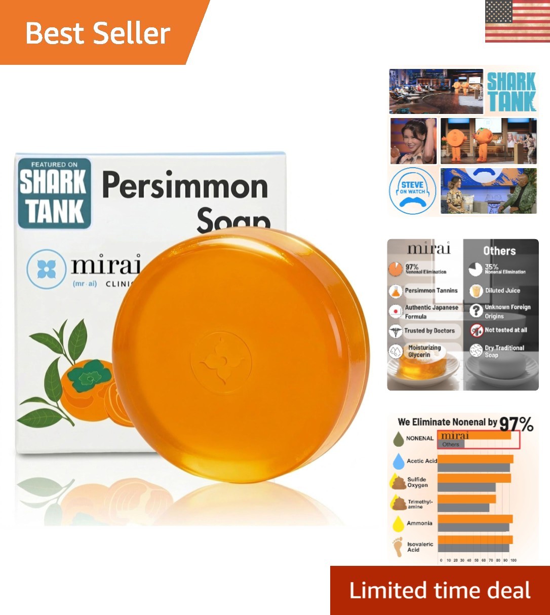 Persimmon & Green Tea Extract Soap Bar – For Men & Women, Moisturizing Care