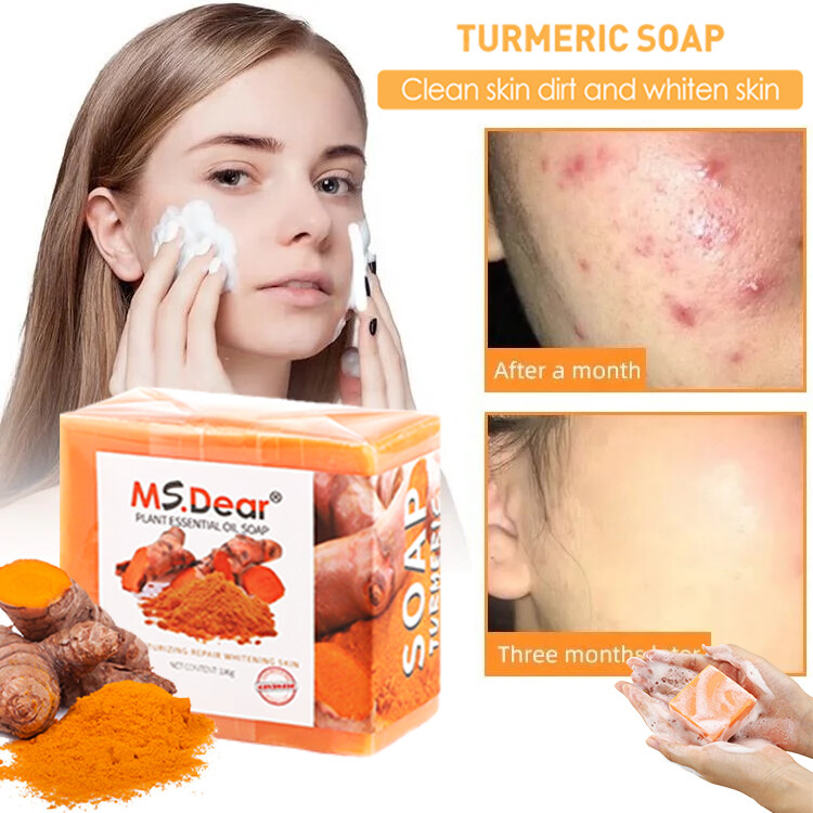 3PCS Turmeric Soap Skin Whitening Dark Spots Lightening Acne Brightening Tumeric