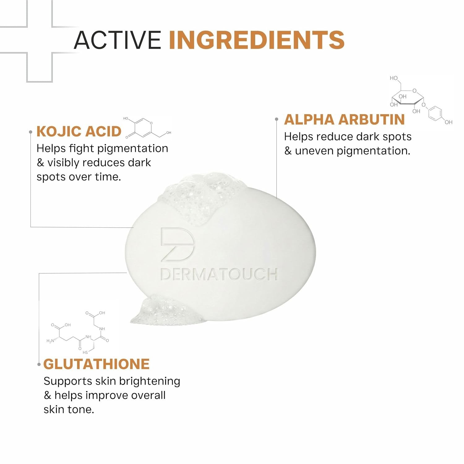 DERMATOUCH Kojic Acid 1% Soap with Glutathione 75g X 4 Pigmentation & Sun Damage