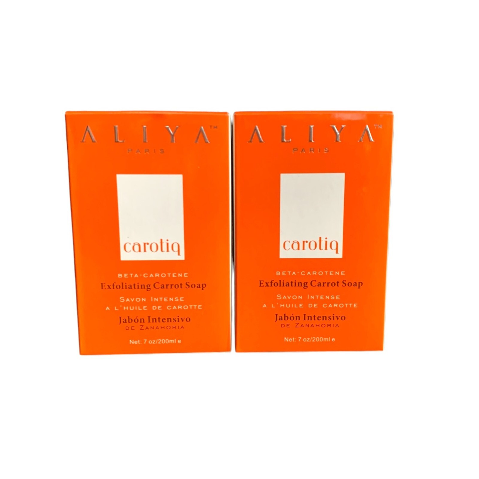 2 Pack of Aliya Paris Carotiq Exfoliating Carrot Soap, 7 oz Bars New