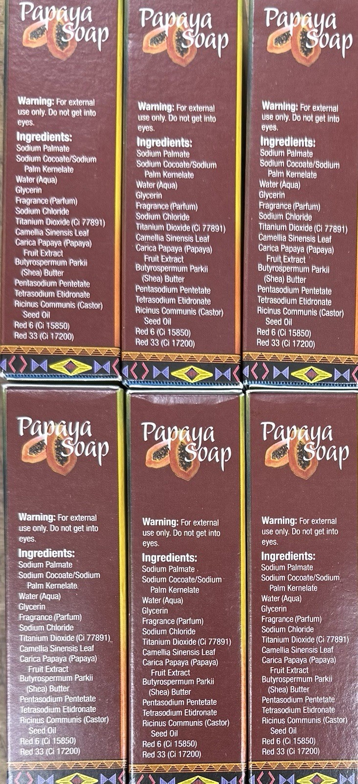6 Bars Of Madina Papaya and Green Tea Soaps 3.5 oz 100% Vegan Based