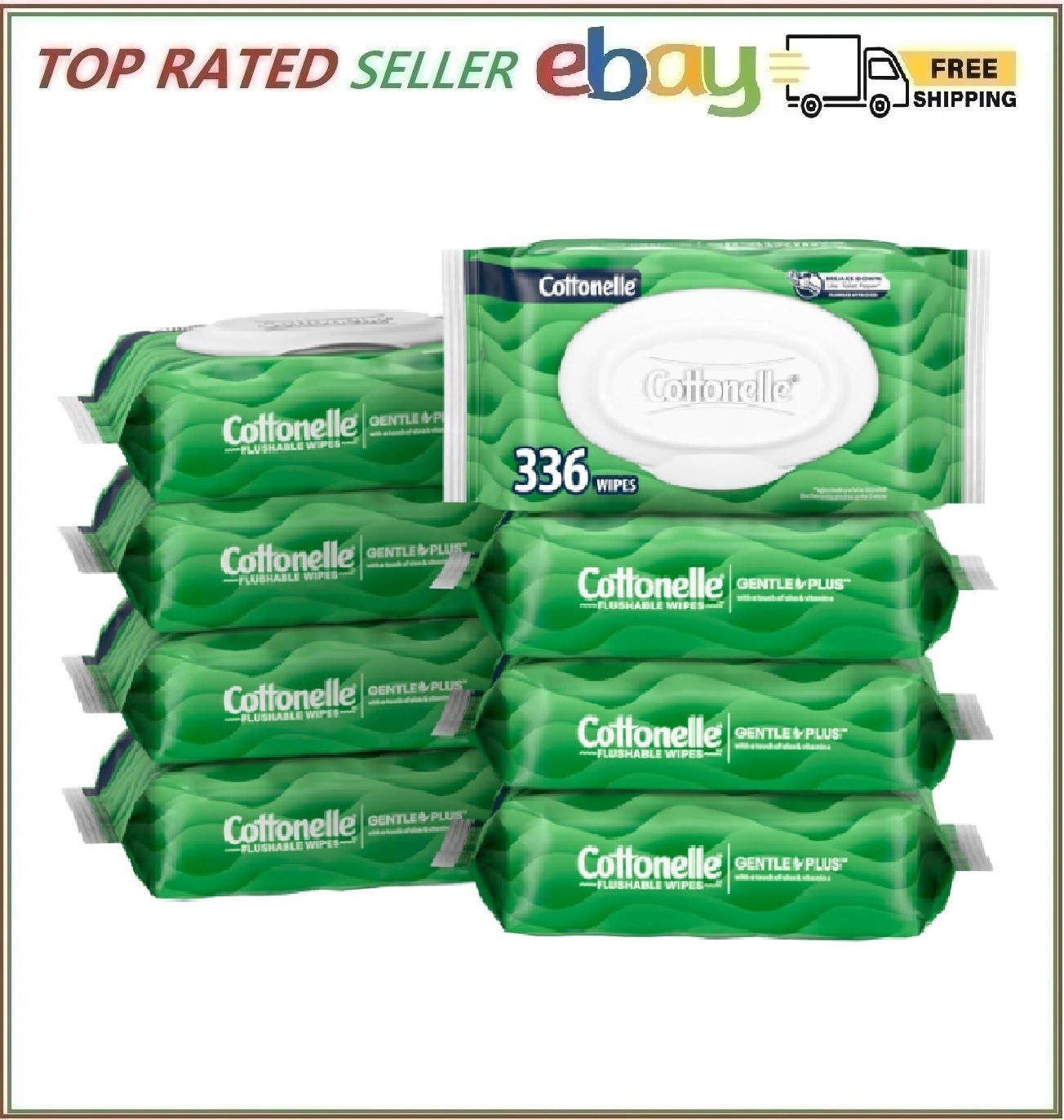 Cottonelle GentlePlus Flushable Wet Wipes with Aloe & Vitamin E, 8 Flip-Top Pack
