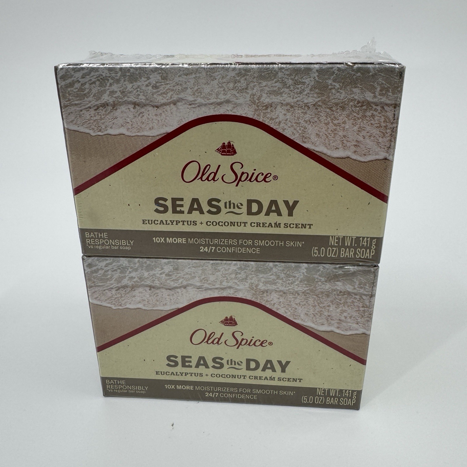 Old Spice Bar Soap Seas The Day Eucalyptus & Coconut Cream 5 Oz Lot Of 4