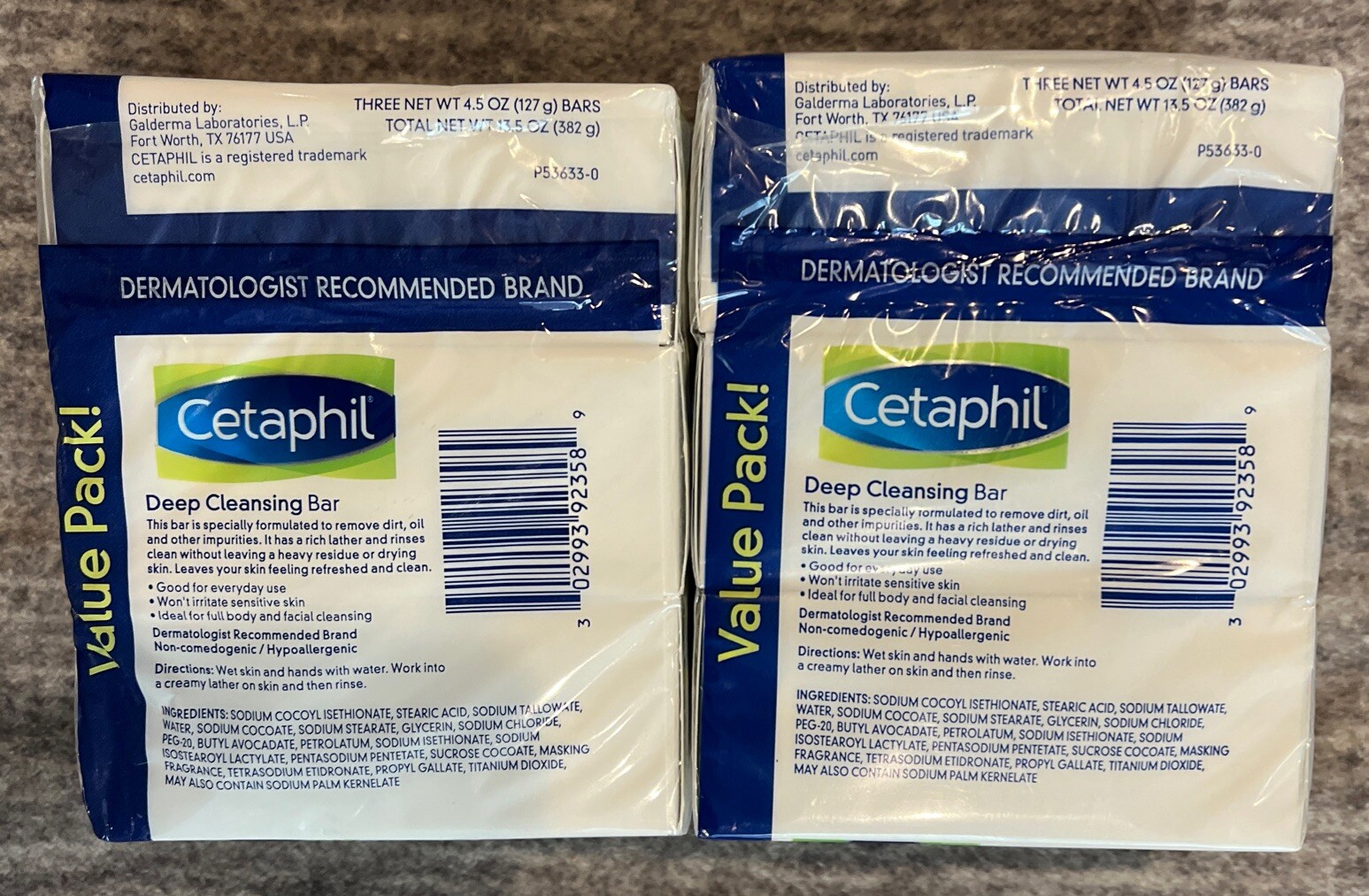 CETAPHIL DEEP CLEANSING BARS ALL SKIN TYPES 4.5 OZ. 2 Packs