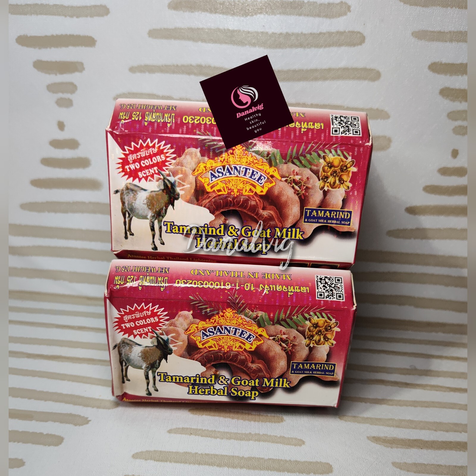 Lot of 2 Asantee Tamarind Goat Milk Honey Herbal Lightenin Soap Thailand 125g