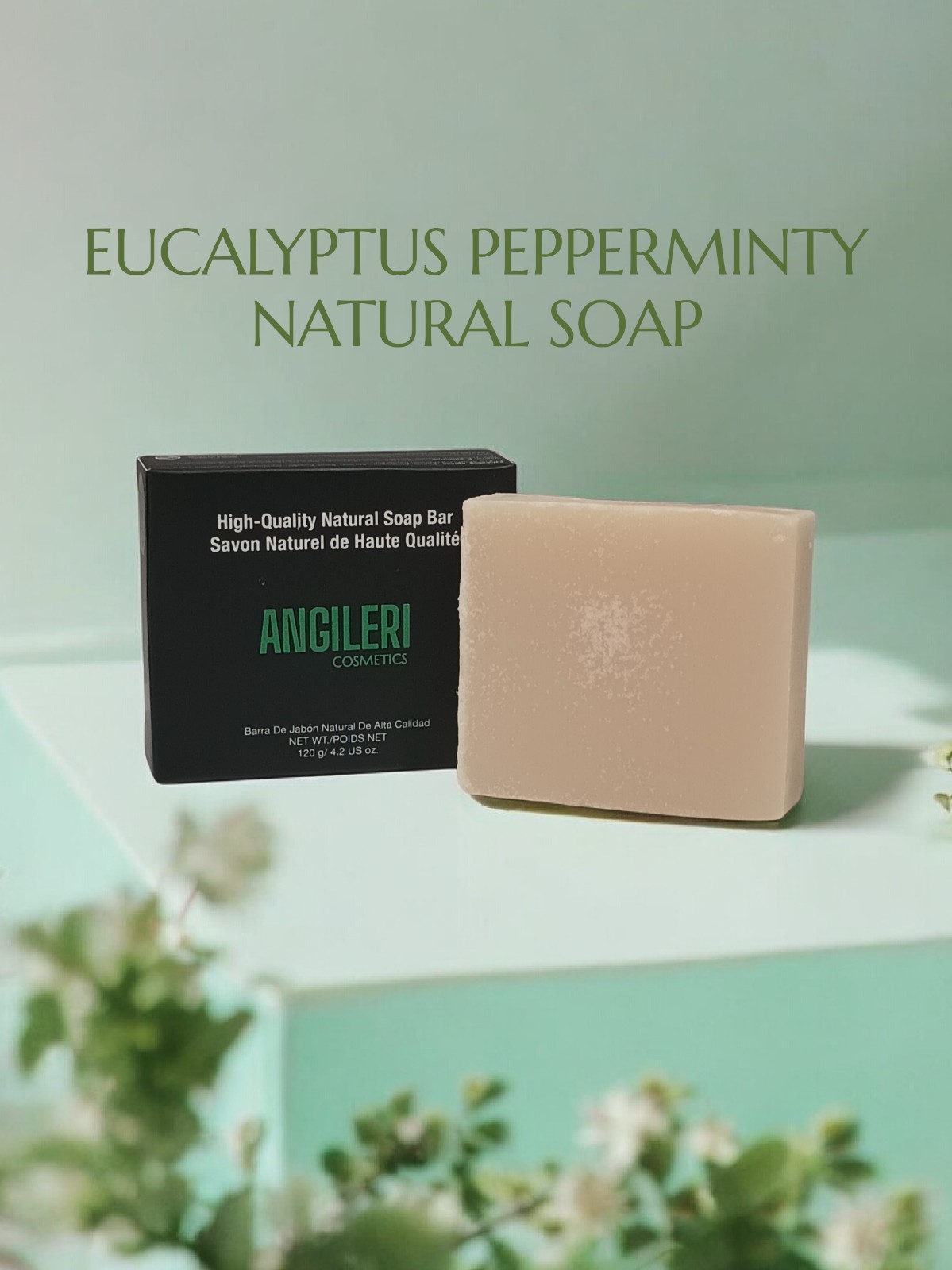 ANGILERI COSMETICS: EUCALYPTUS & PEPPERMINTY NATURAL SOAP Net 4.2 oz/120 g
