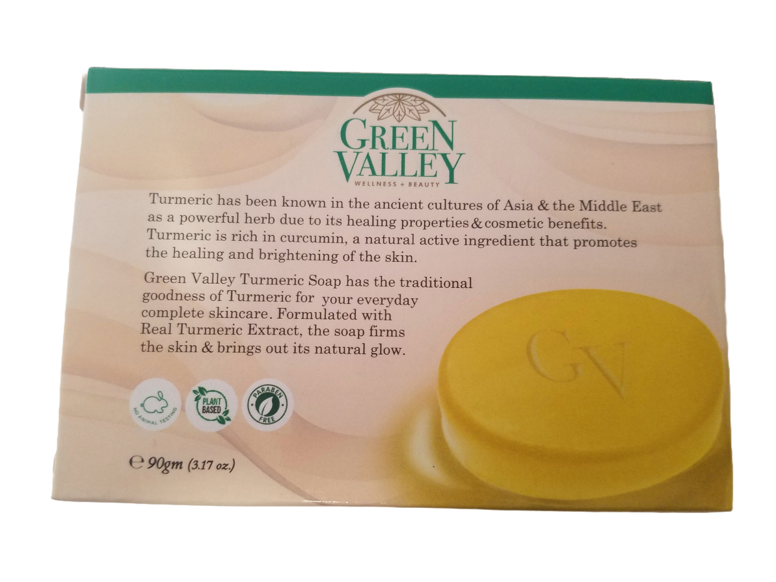 Green Valley Turmeric Soap transparent Gycerin Bar Dark Circle Glow Skin 3.17 oz