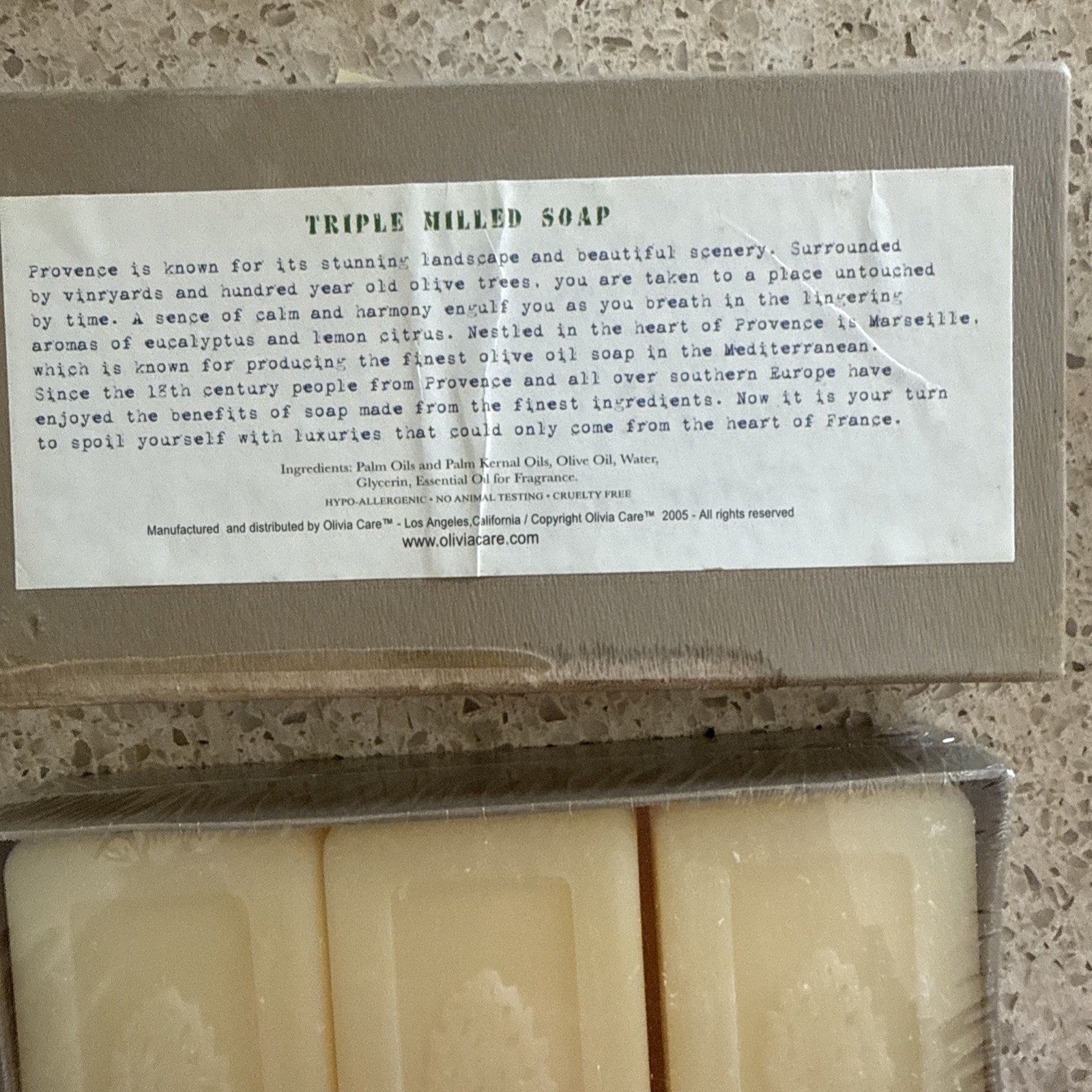Green Tea Olivia Care Natural Olive Oil Bar Soap, 3 Bars 8oz Ea, Triple Milled