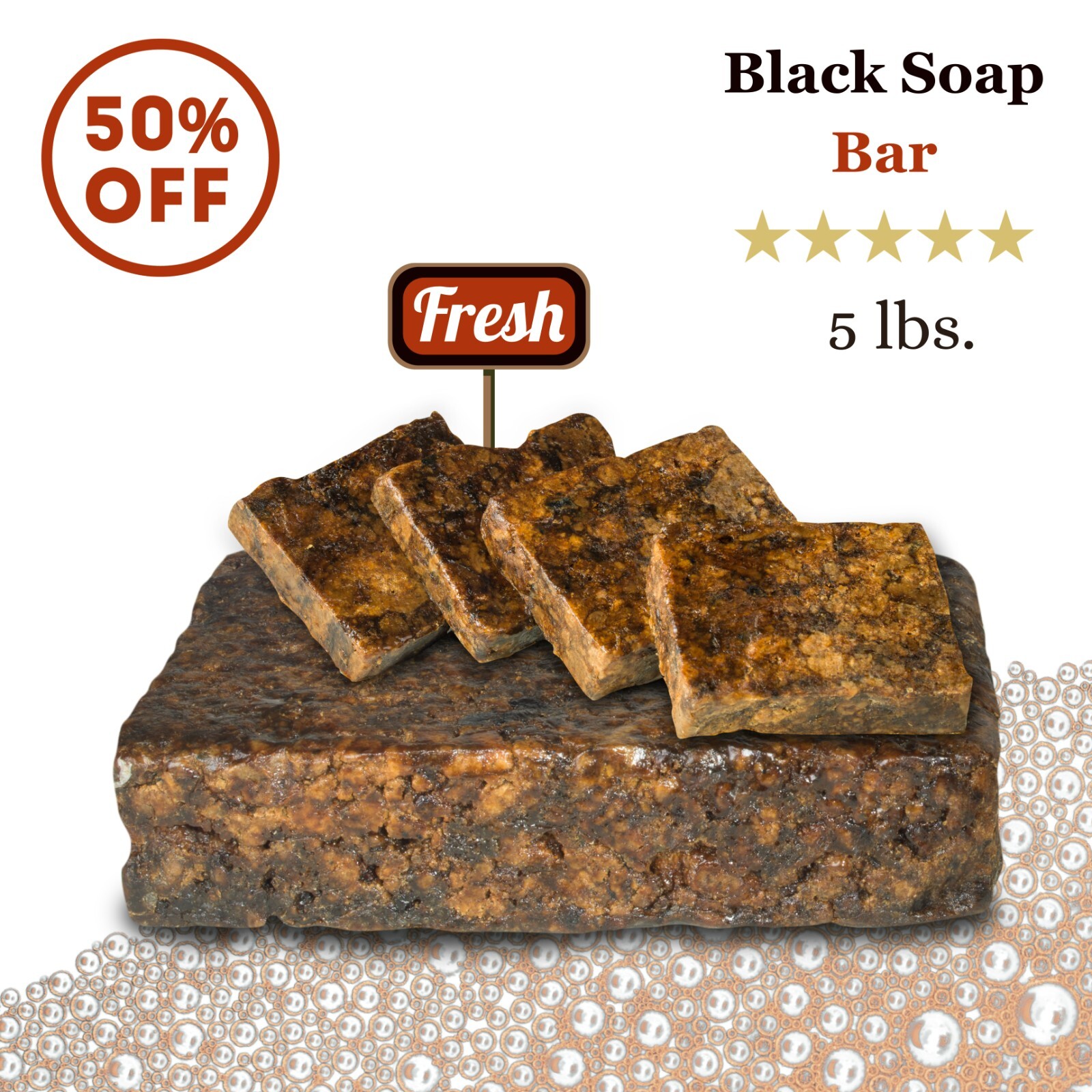 African Black Soap Bar 5 lbs. 100% Pure Natural Soap Organic Skin Body Face Wash