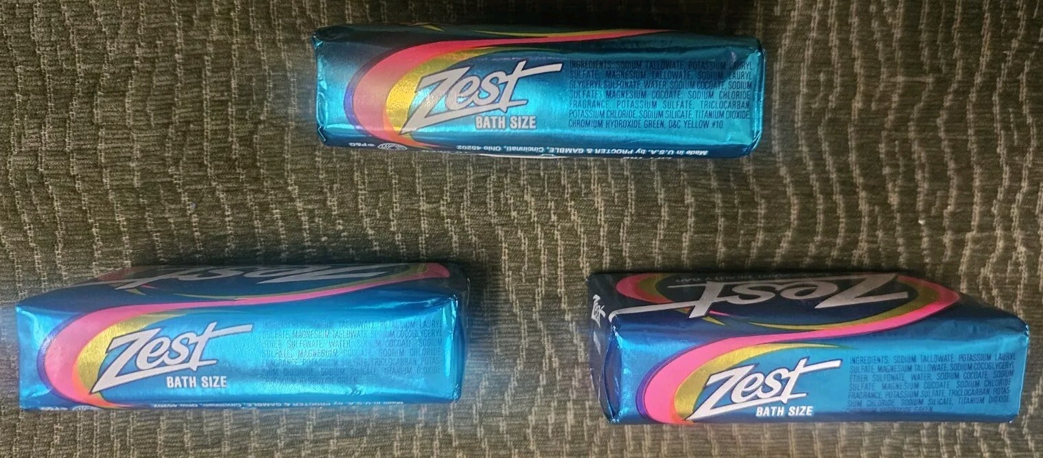 VINTAGE ZEST DEODORANT BEAUTY BAR SOAP Lot of THREE 5.5 OZ BARS SEALED Bath Size