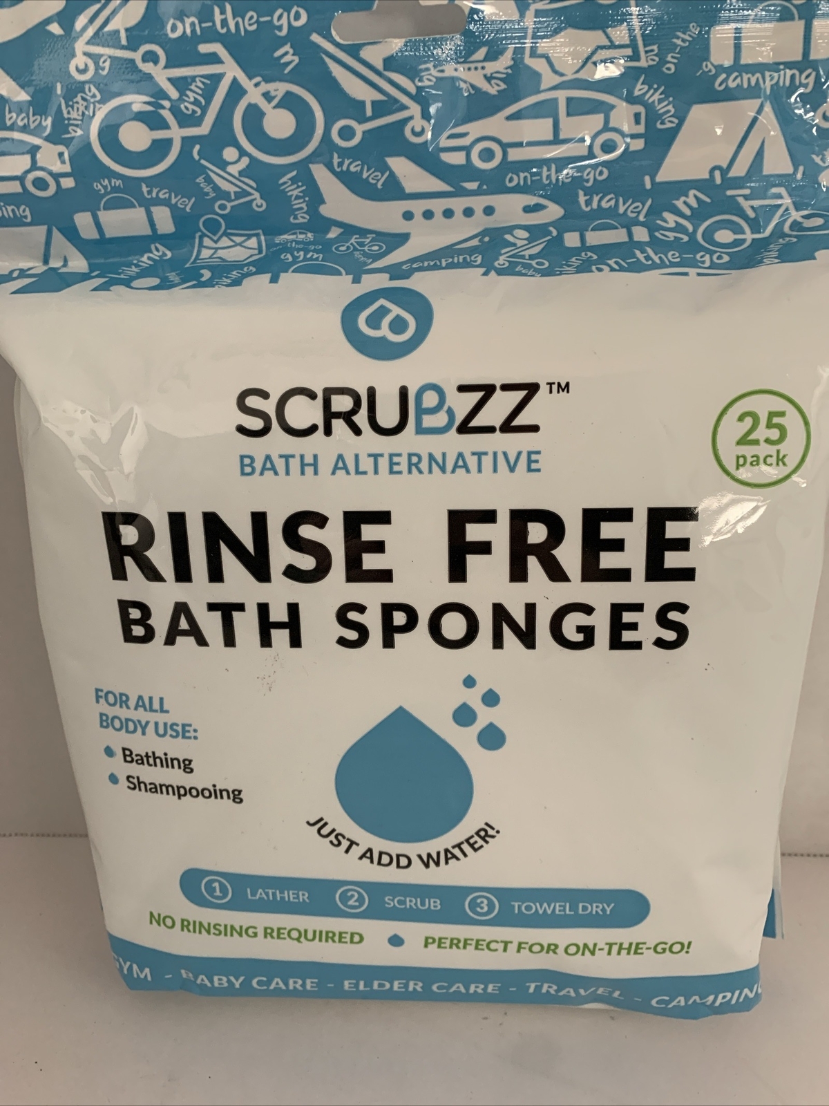 Scrubzz Disposable No Rinse Bathing Wipes – 25 Pack – All-In-1 Single Use Shower