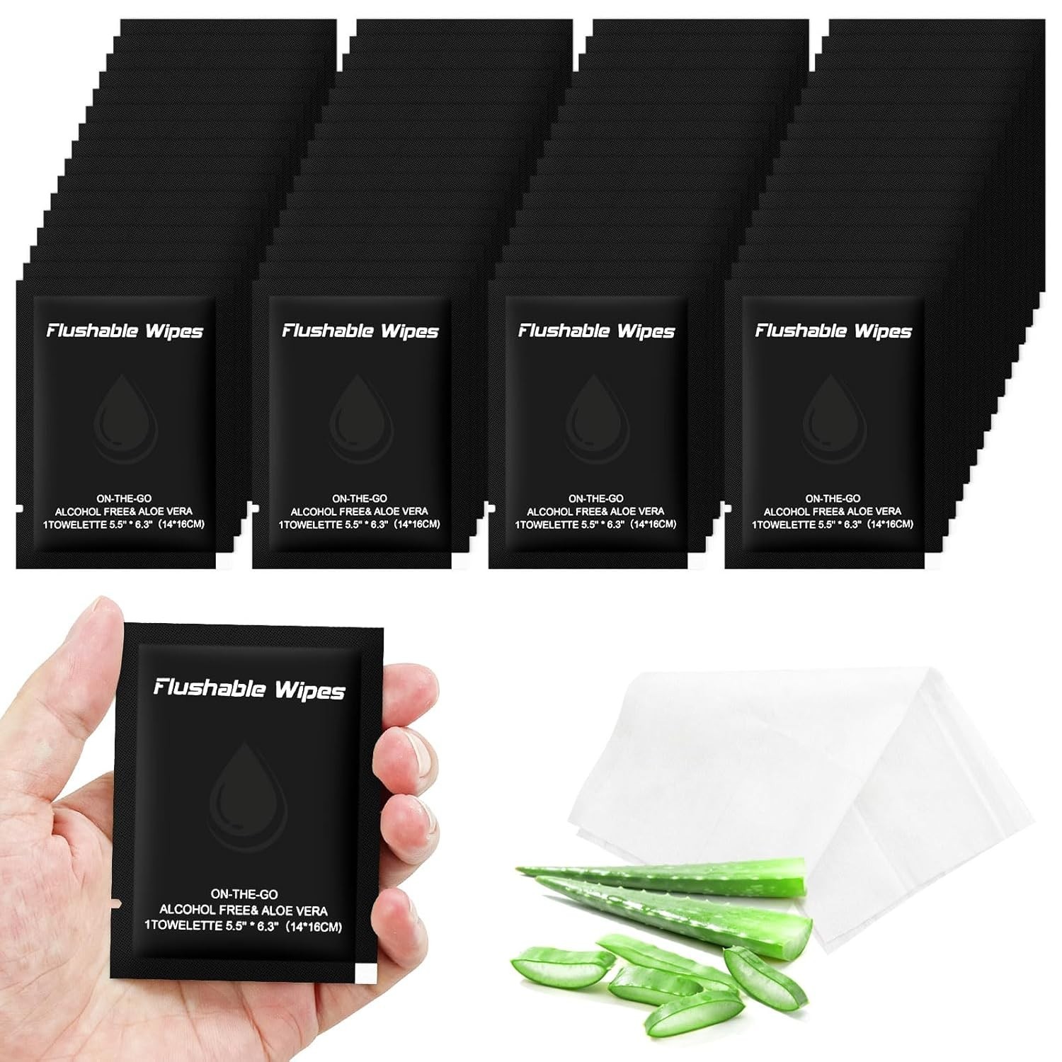 Odor Eliminating Flushable Wipes – Moisturizing Aloe Vera, Perfect for On-the-Go