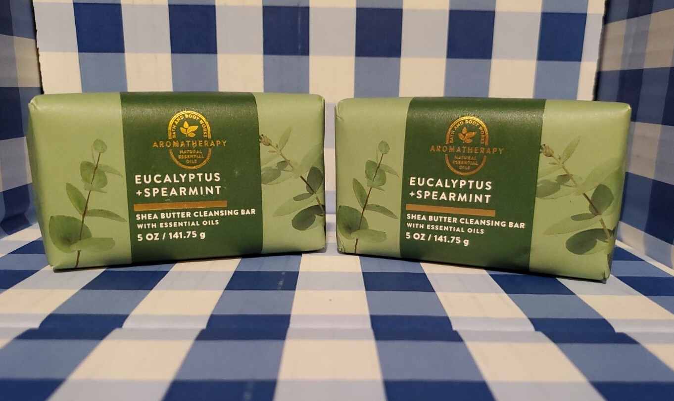 2 Bath & Body Works Eucalyptus Spearmint Aromatherapy Stress Relief Soap Bars