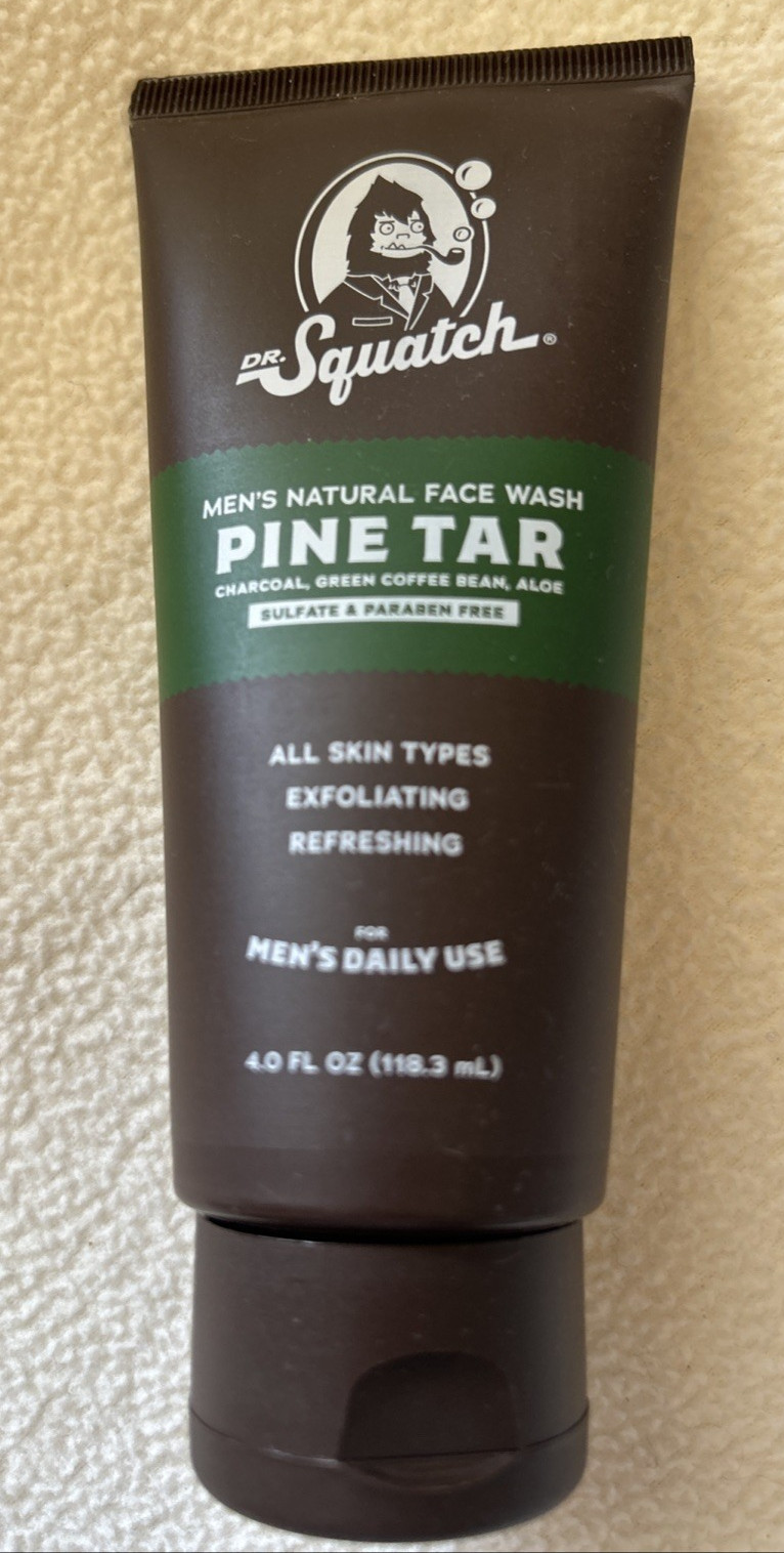 Dr. Squatch Men’s Natural Face Wash PINE TAR Daily Use 4 Oz New Sealed