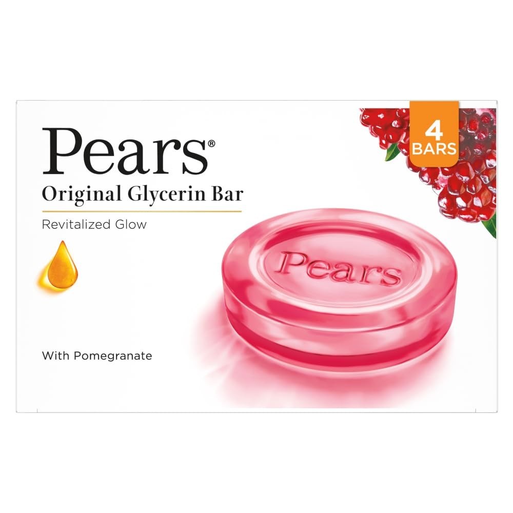 Pears Original Glycerin Soap Bar 125g x4 Pomegranate Revitalized Glow