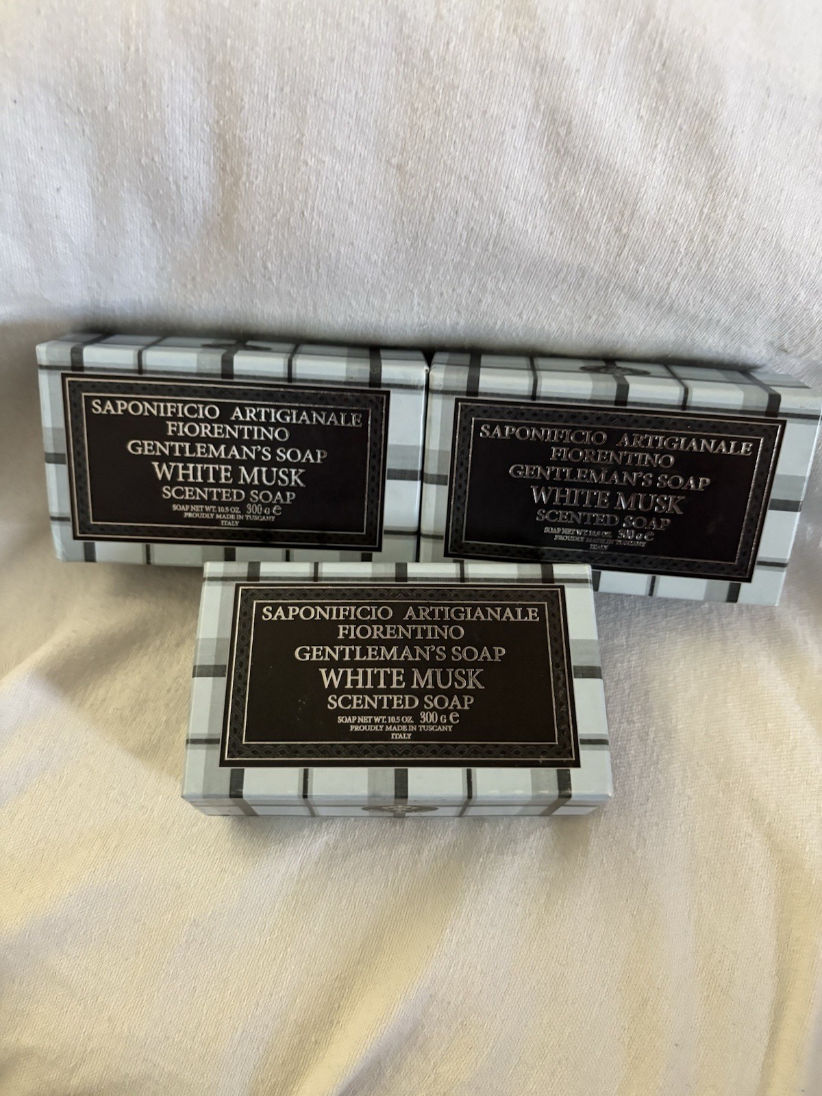 NEW SAPONIFICIO ARGIANALE FIORENTINO MEN BAR Soap 10.5oz Italy WHITE MUSK 3 BOX