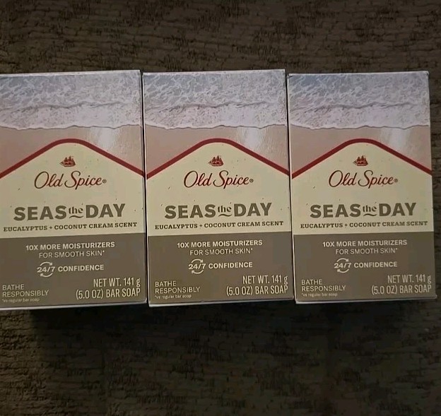 3 Old Spice Men’s Bar Soap Seas The Day Eucalyptus & Coconut Cream Scent