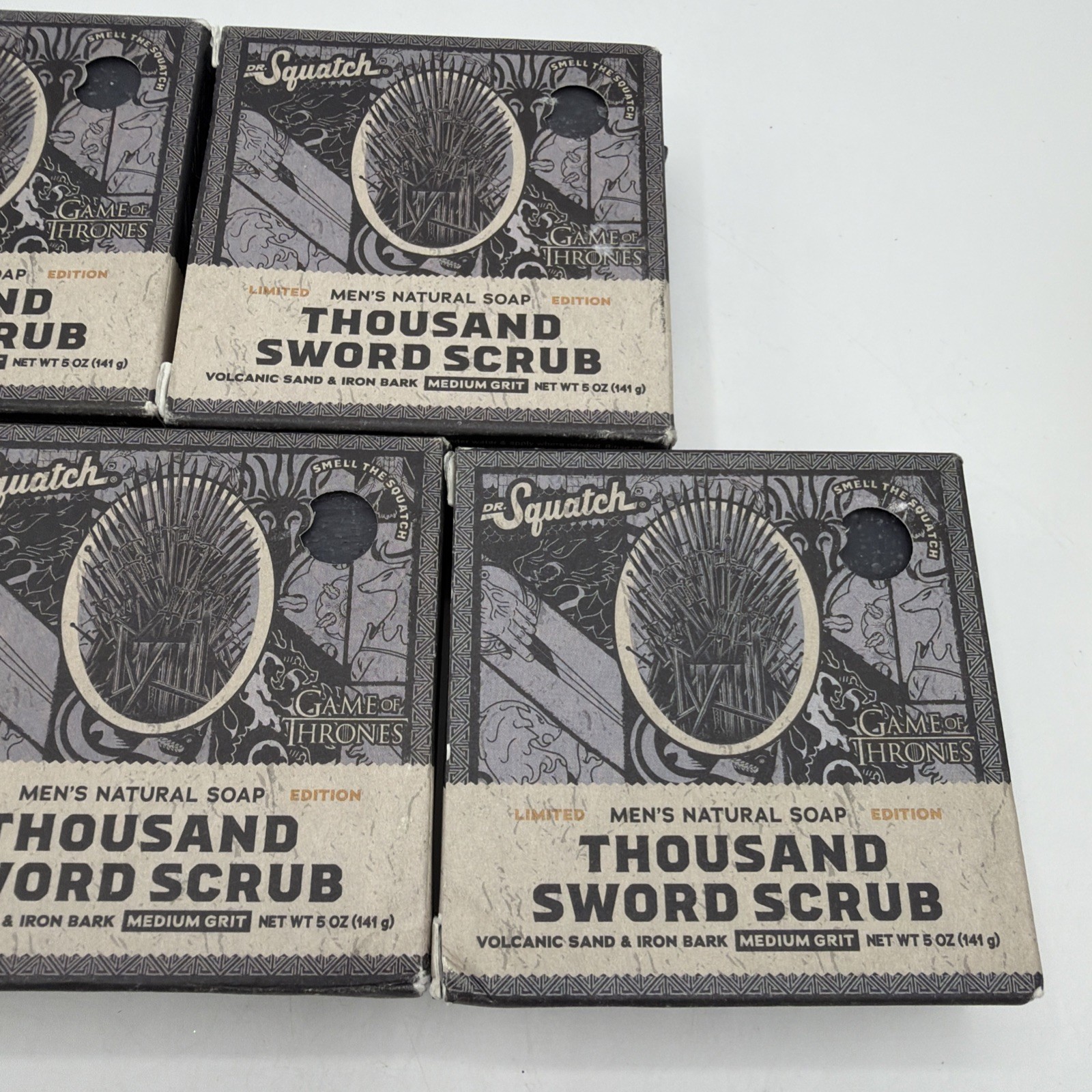DR. SQUATCH Men’s All Natural Bar Soap Thousand Sword Scrub Game Of Thrones x5