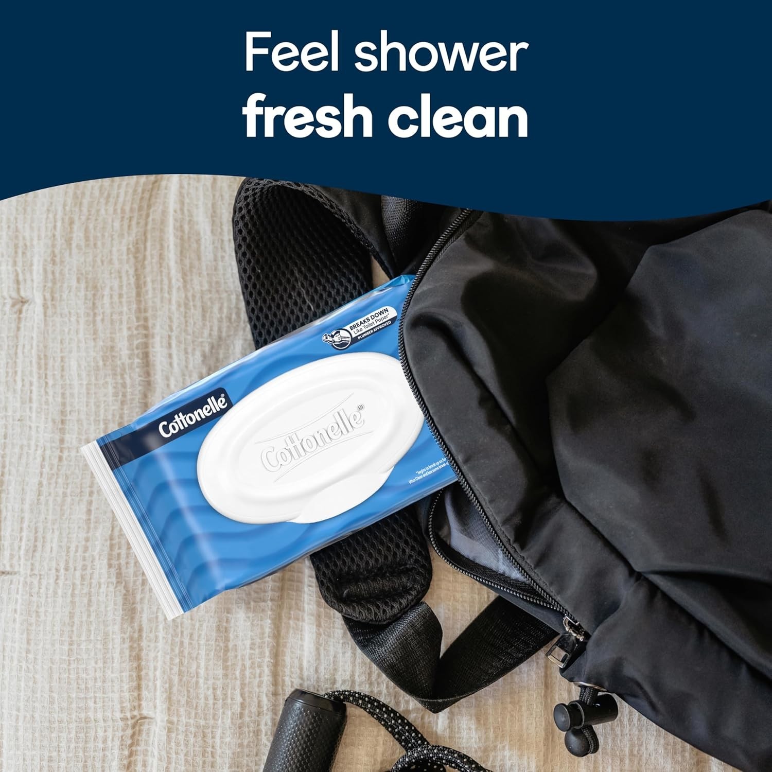 Cottonelle FreshFeel Flushable Wet Wipes for Adults and Kids, 8 Flip-Top Packs