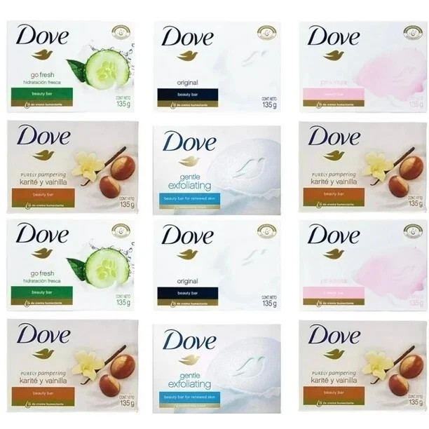Dove Original/White, Pink, Shea Butter, Gentle Exfoliating Beauty Bar Soaps135Gm