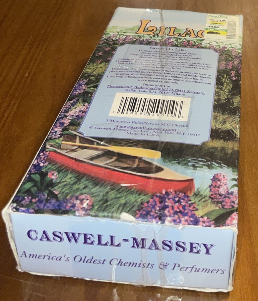 Caswell – Massey Lilac Set Of 3 Floral Soap Cakes 3.25oz Each New Box