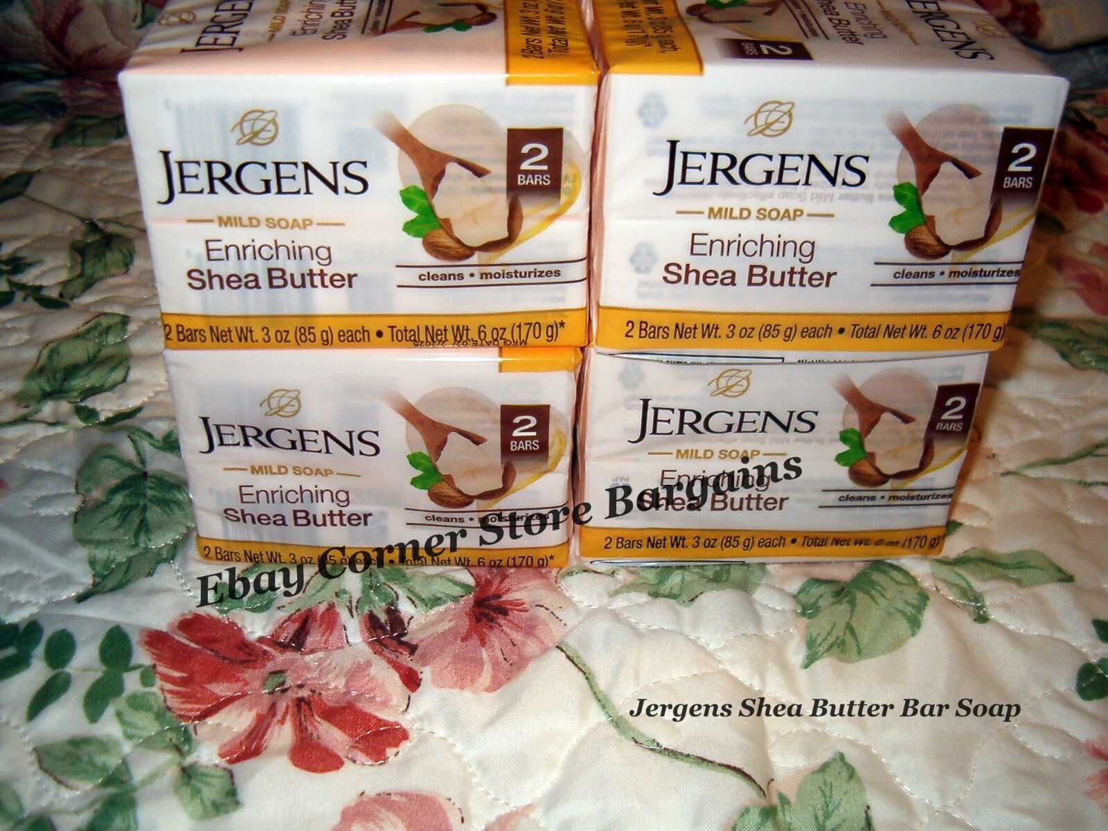 4 Pack ( 8 Bars Total ) Jergens Mild Soap Enriching Shea Butter Hard To Find