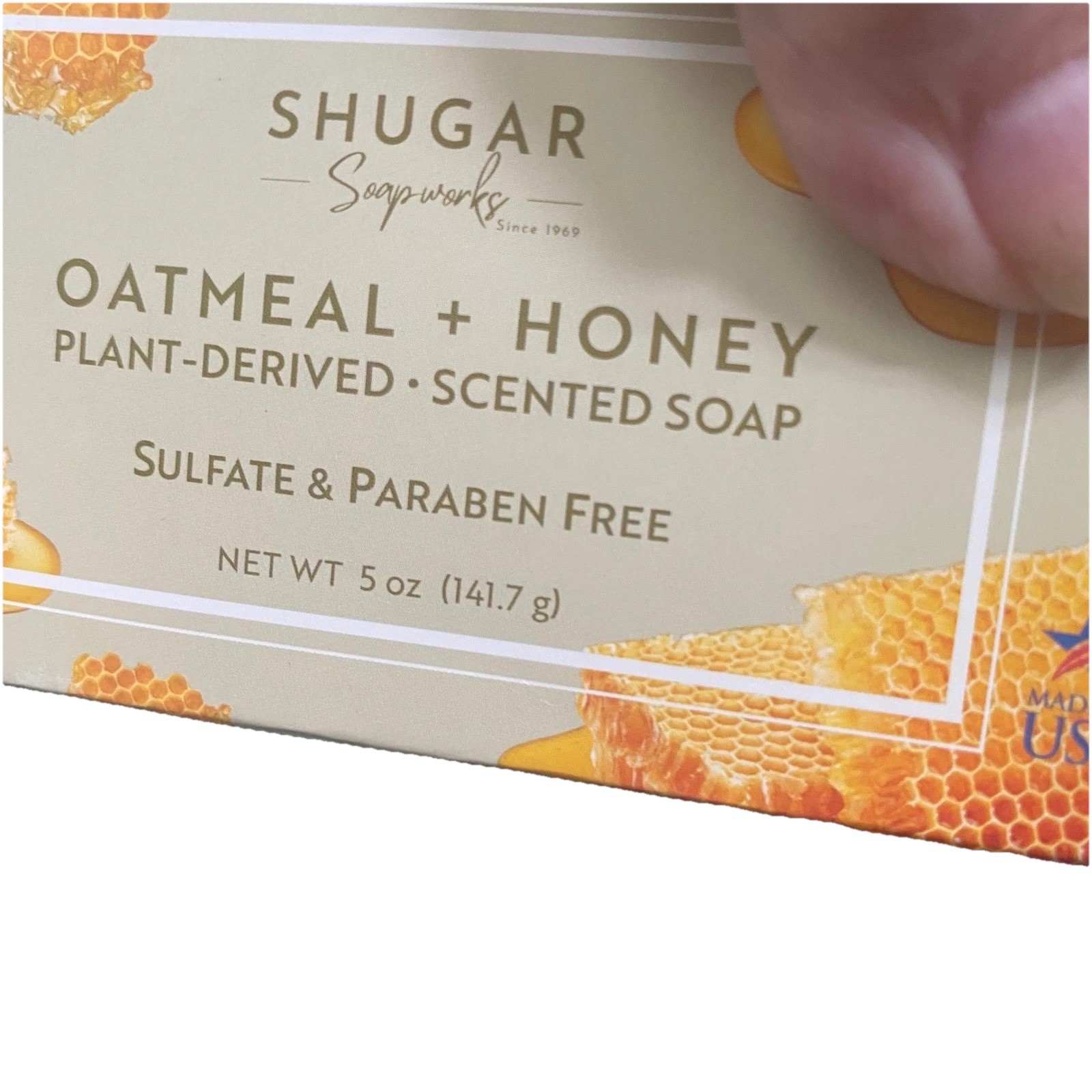 2X Shugar Soapworks Oatmeal + Honey Scented Soap Plant Derived 5oz Bar USA Made