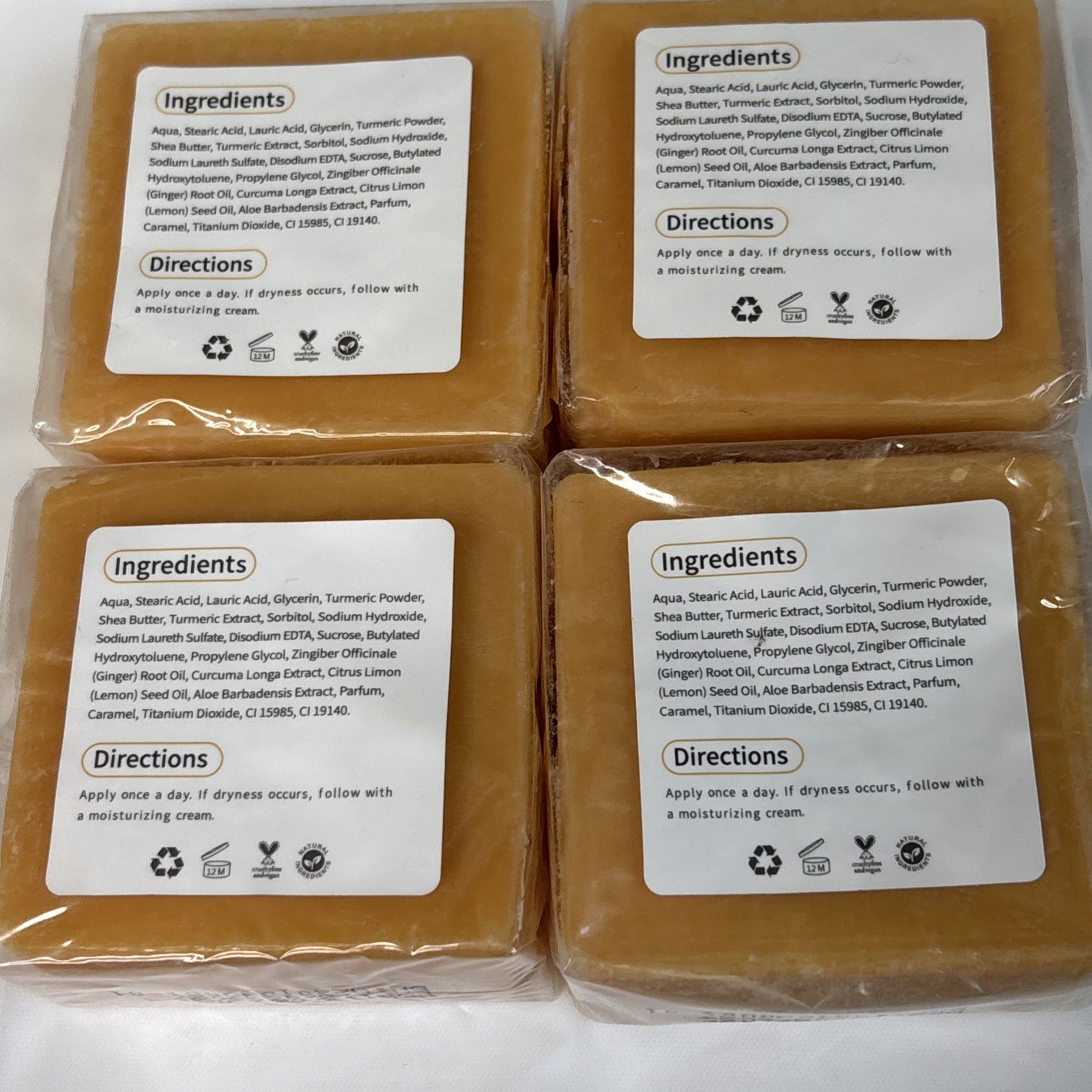 Lot of 4 Small Liyalan Bar Soap Turmeric 110g Each NEW Facial Cleanser body Wash