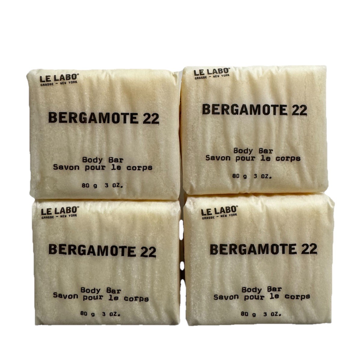 4 PACK Le Labo BERGAMOTE 22 Body Bar Soap Jumbo 3 oz Each NEW 12 oz Total