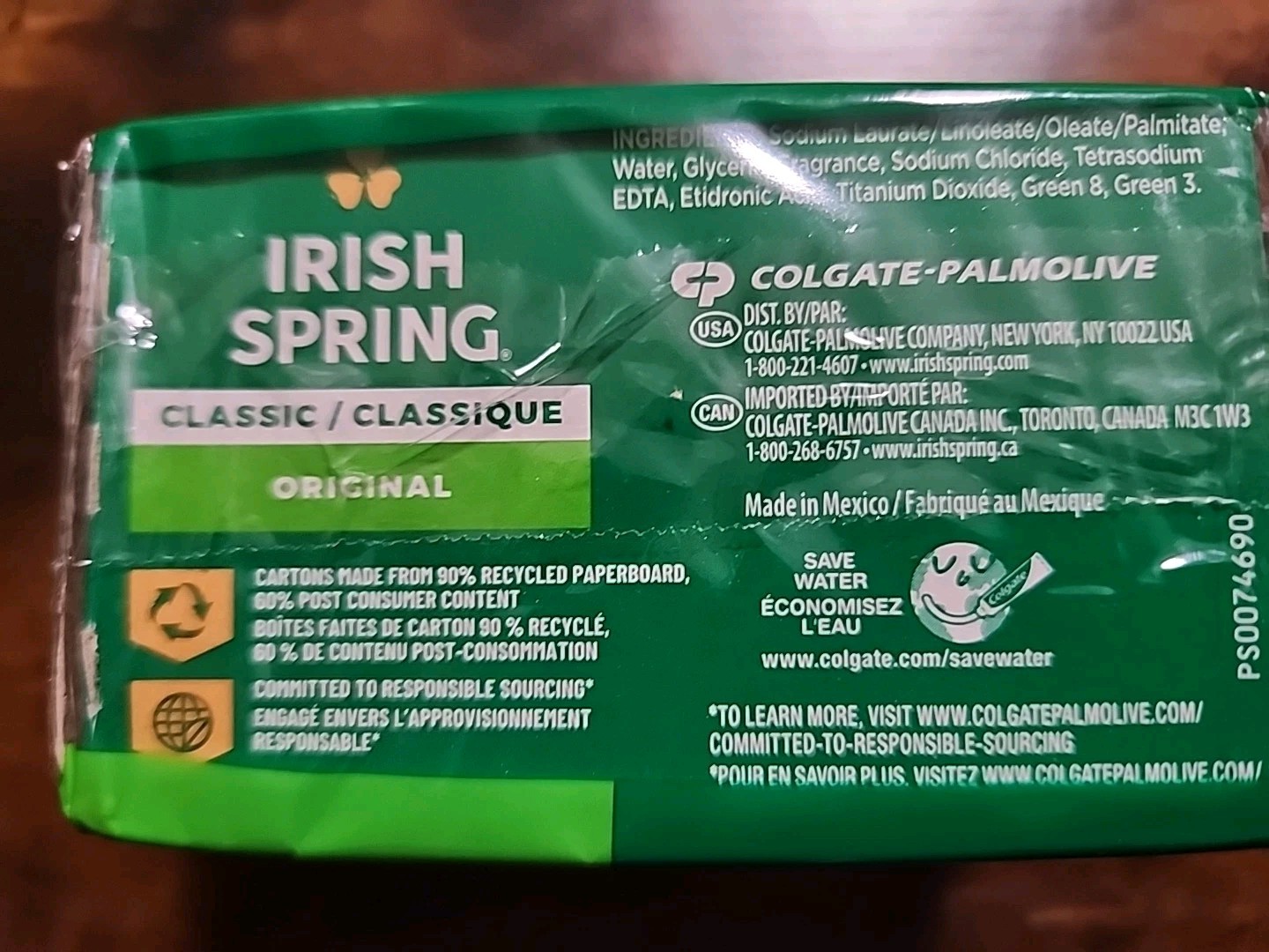 Irish Spring Classic Original Clean Bar Soap 1 Pack With 2 Bars 3.2 Oz Each