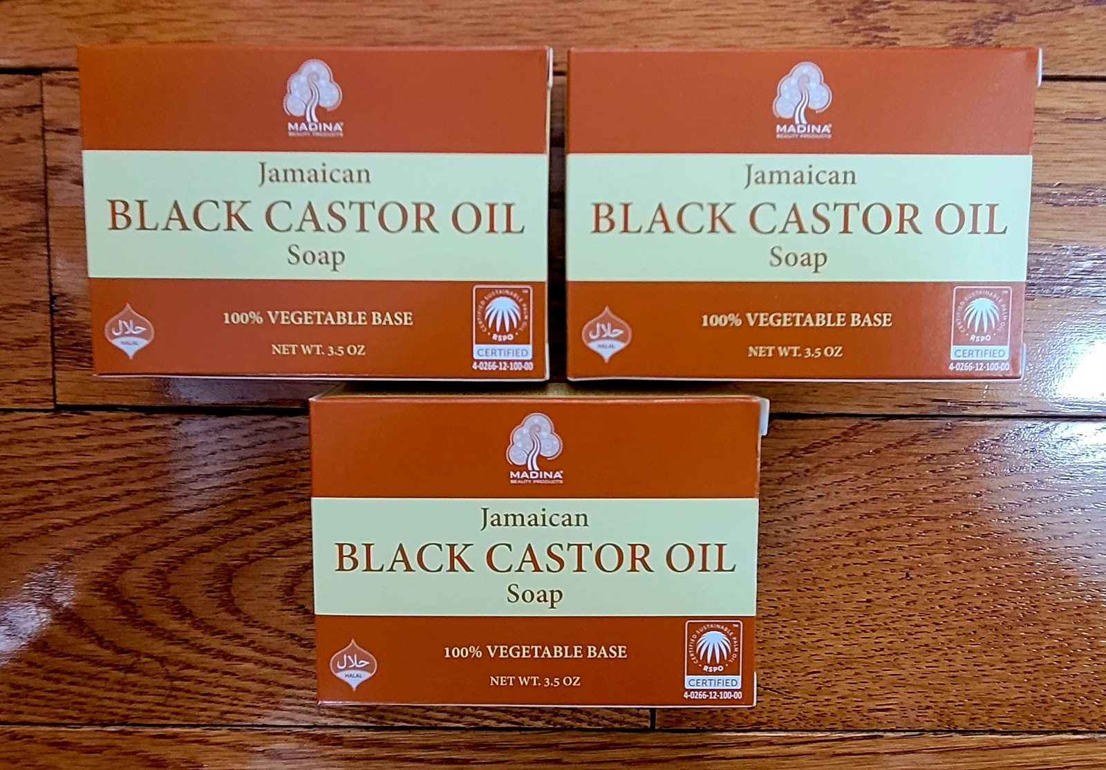 3 Pack – Madina Jamaican Black Castor Oil Soap, 100 Vegatable Base