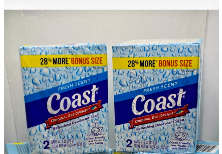 2 Packs Coast Refreshing Deodorant Soap Bar Fresh Scent, Original (4 Bars Total)