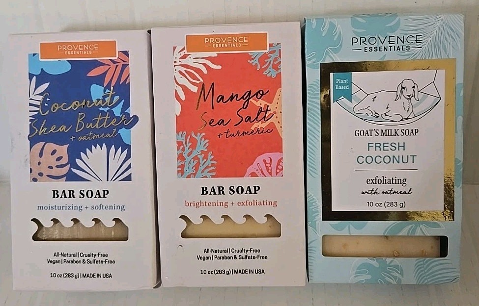 Provence Essentials Coconut Shea Butter & Mango 3 Bar Soap Set 10oz Each