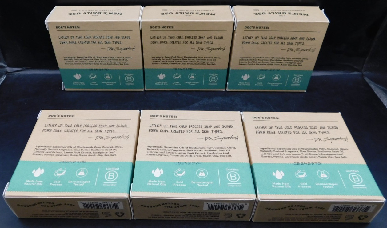 Lot Of 6 Dr. Squatch Men’s Natural Soap Rain Forest Rapids 5oz Ea New & Unused