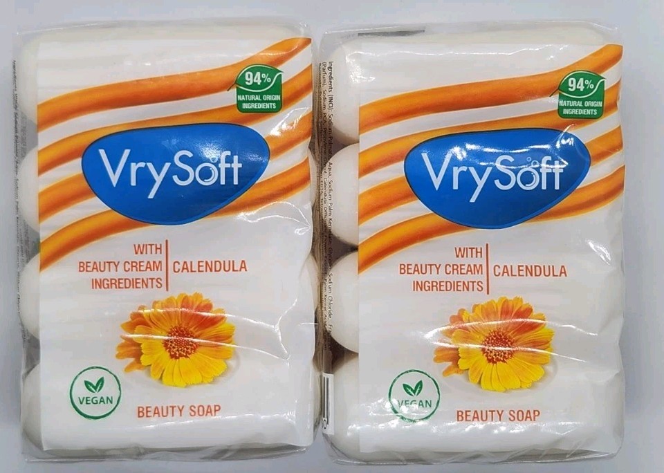 2x Packs VrySoft Beauty Soap Calendula 4 Bars Each 8 Total VEGAN Natural ~ USA
