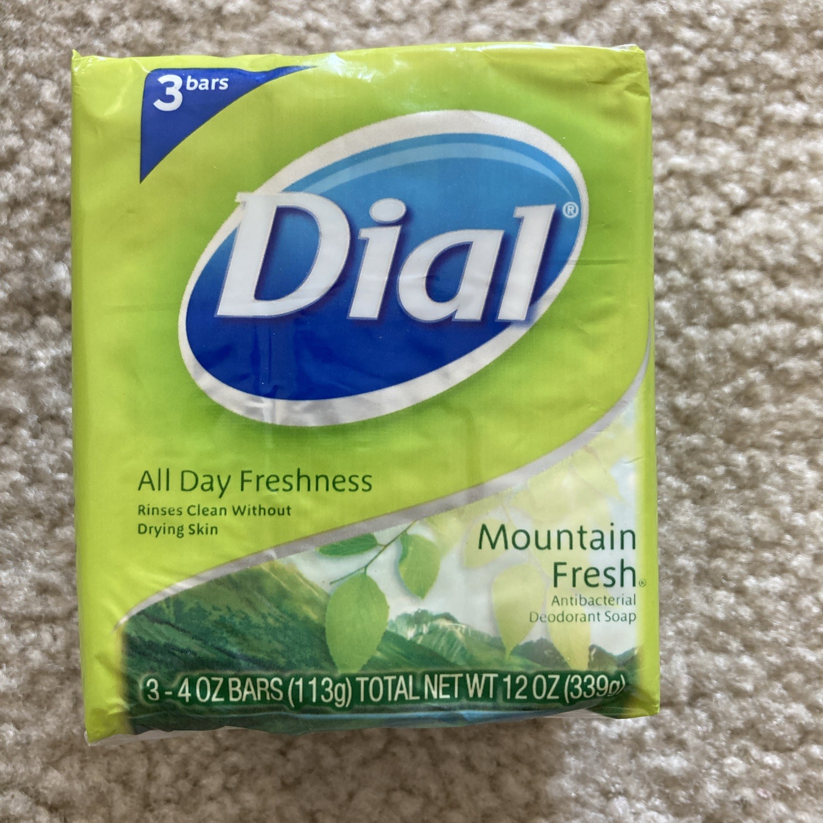 Dial Mountain Fresh Antibacterial Soap Bars 3 x 4 oz – 2012 Original Formula