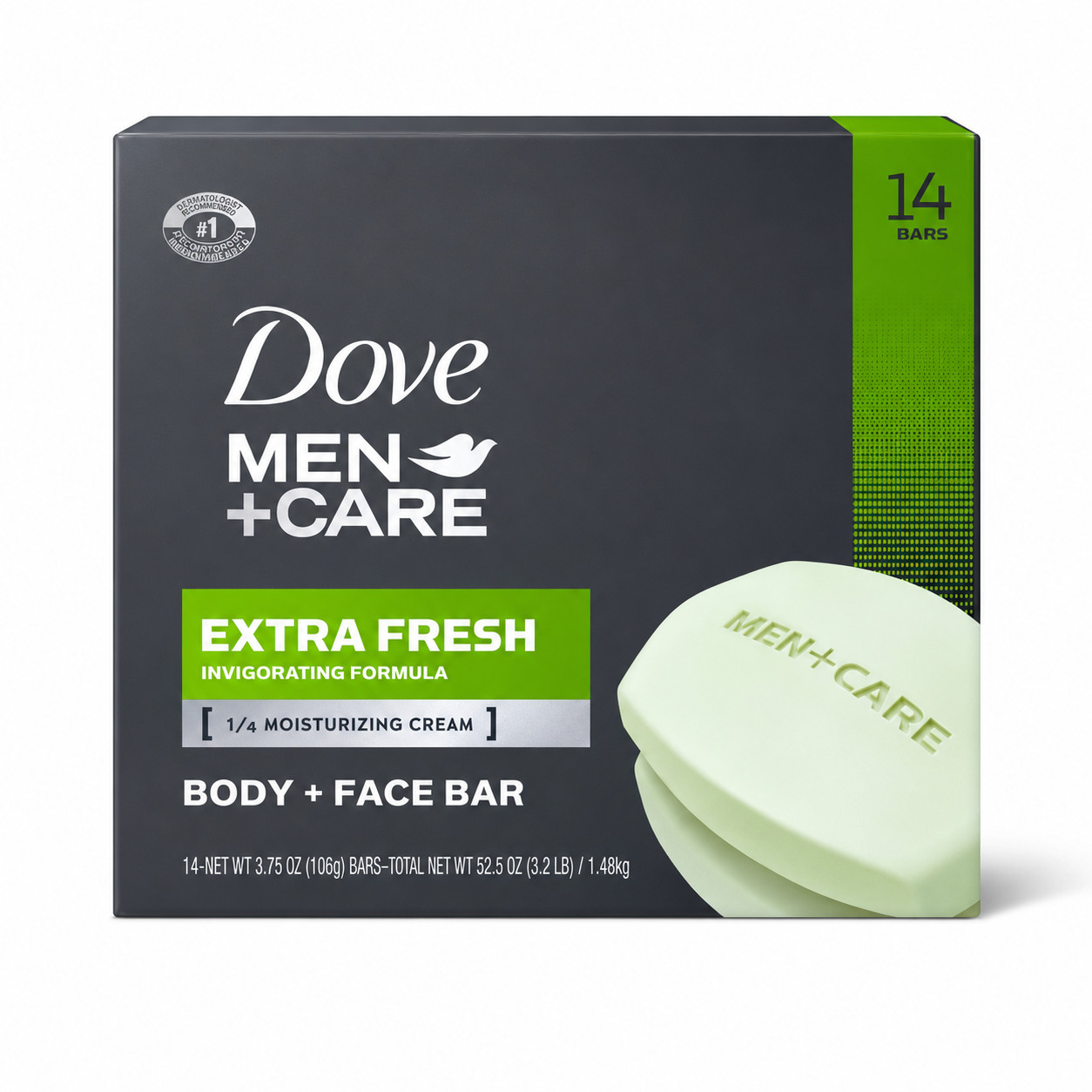 Dove Men+Care Extra Fresh 3-in-1 Body Face Shave Bar Soap 14 Pack 3.75 oz