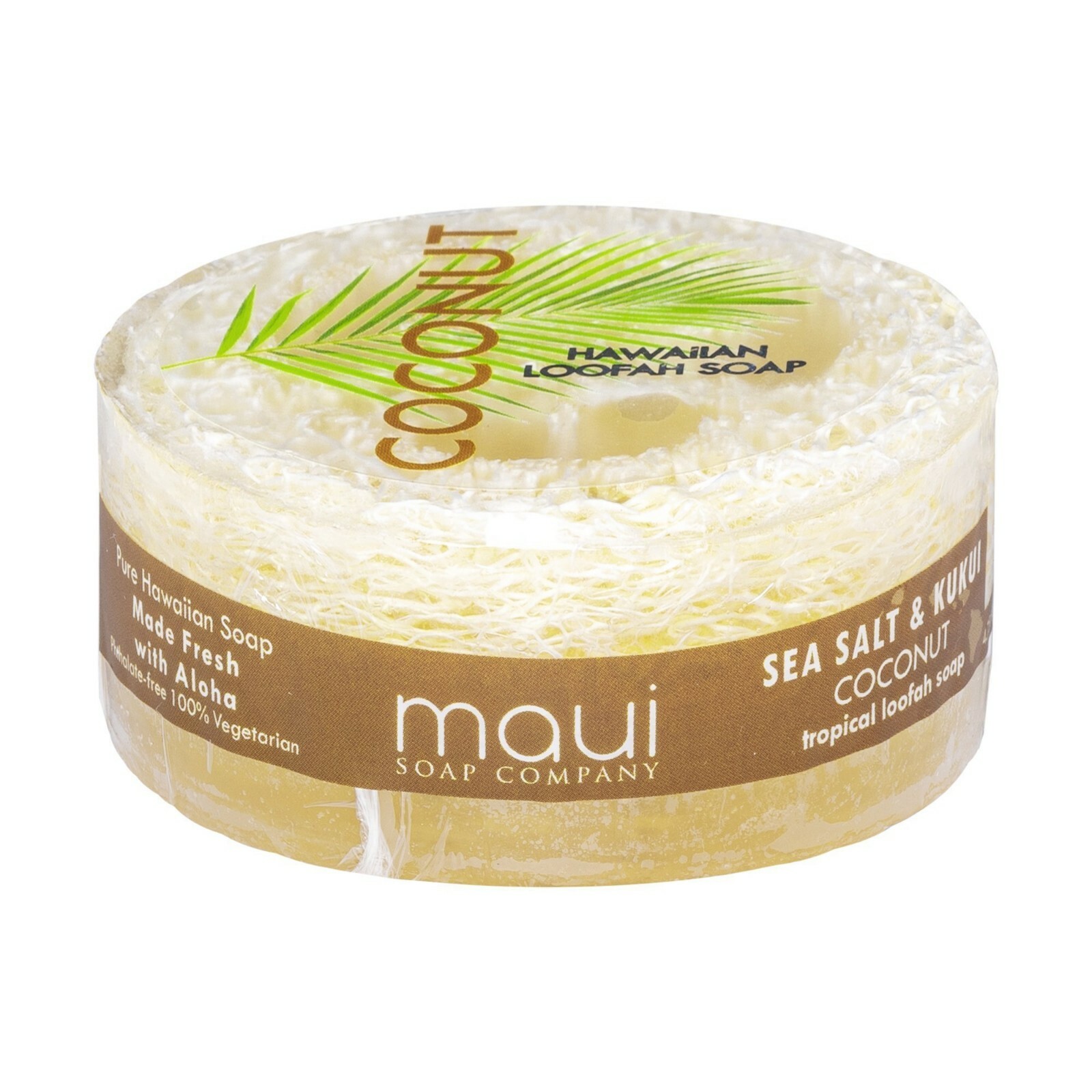 Maui Soap Co Loofah Soap – Coconut with Sea Salt & Kukui Oil
