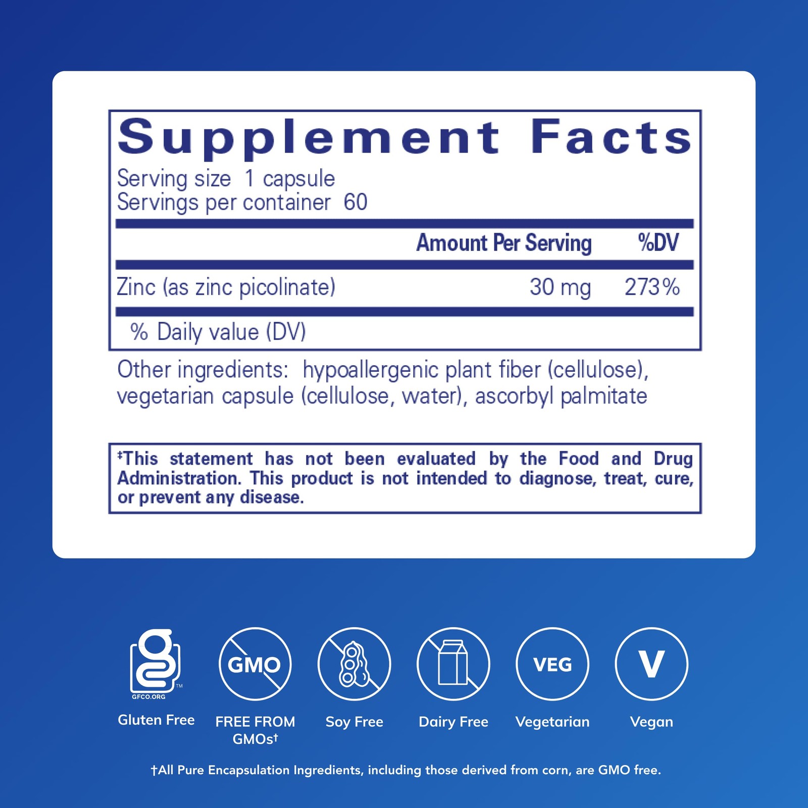 Pure Encapsulations Zinc 30 mg – Supplement for Immune 60 Count (Pack of 1)