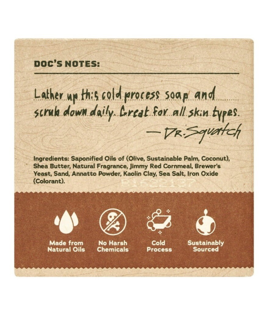 Dr. Squatch Bar Soap for Men Wood Barrel Bourbon 5 Ounce
