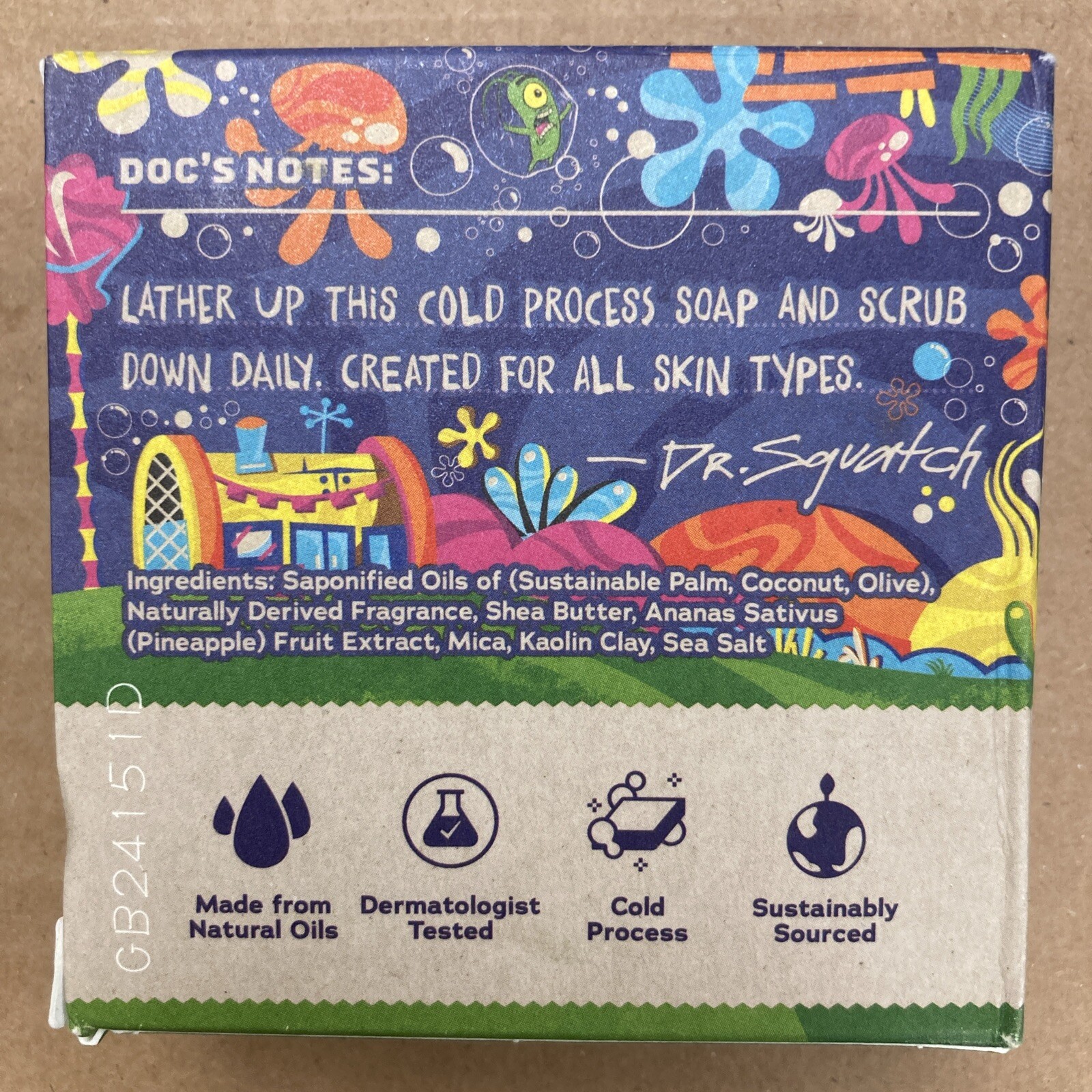 Dr. Squatch Limited Edition NAUTICAL NONSENSE Natural Soap Bar SpongeBob