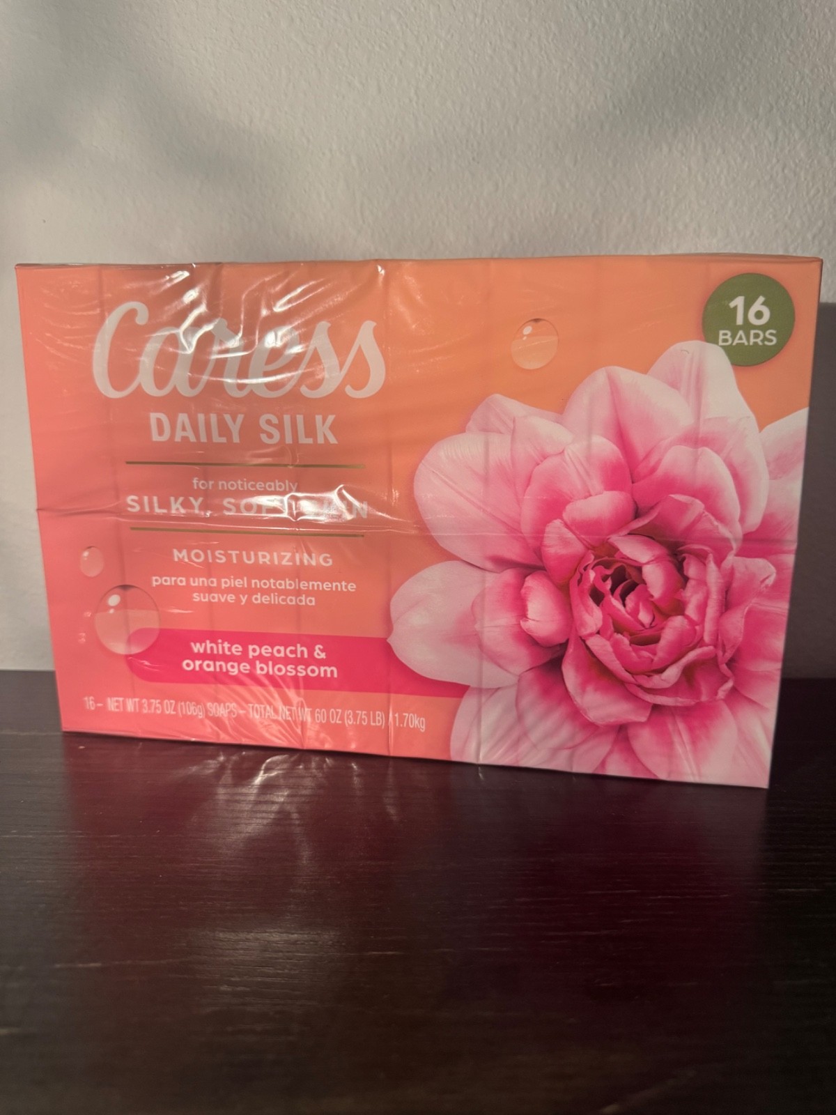 16 Bars Caress Daily Silk Bar Soap White Peach Orange Blossom New