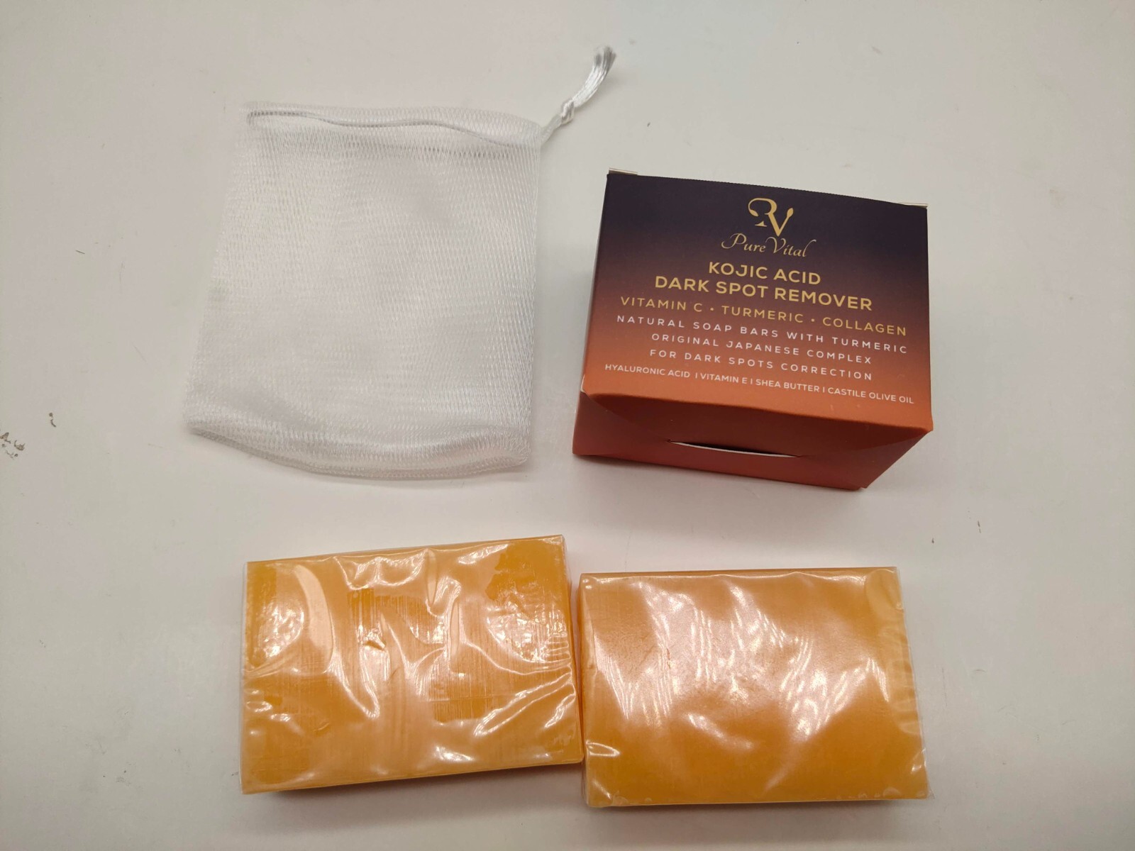 Kojic Acid Dark Spot Remover Soap Bars with Vitamin C, Retinol, Collagen 2 Pack